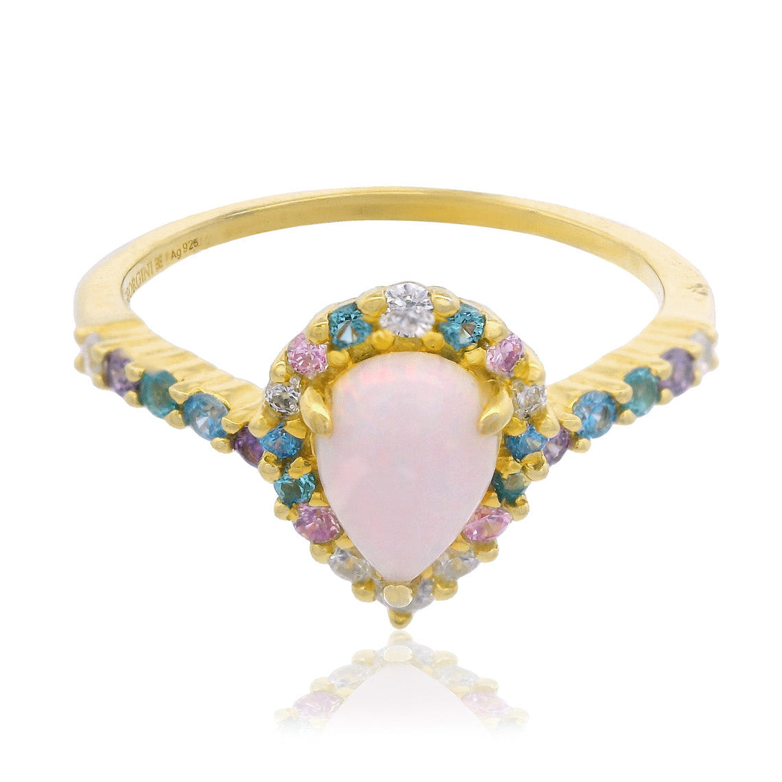 Georgini Wisteria Created Opal Floribunda Ring Gold