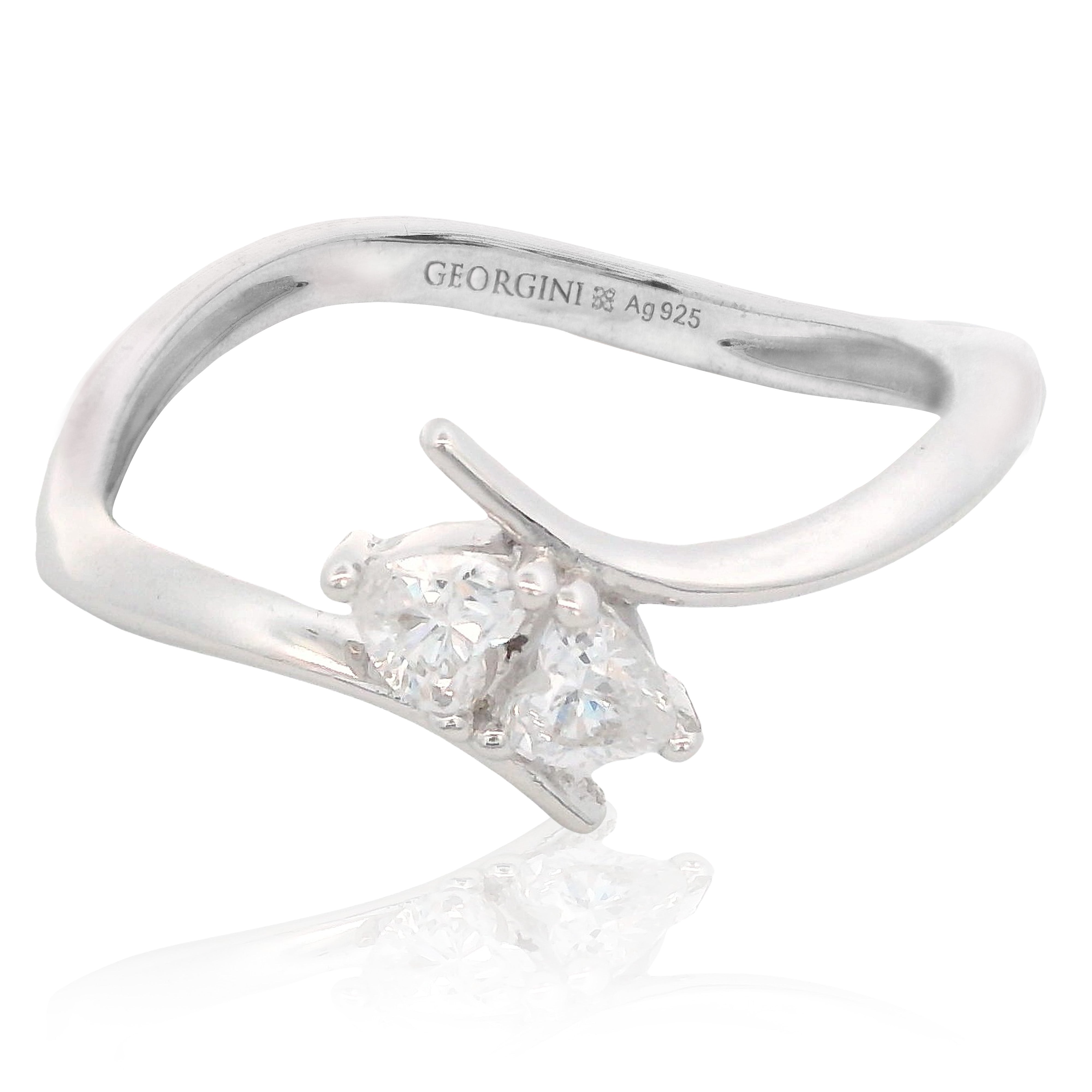 Georgini Forever Hearts Club Heart To Heart Ring Silver