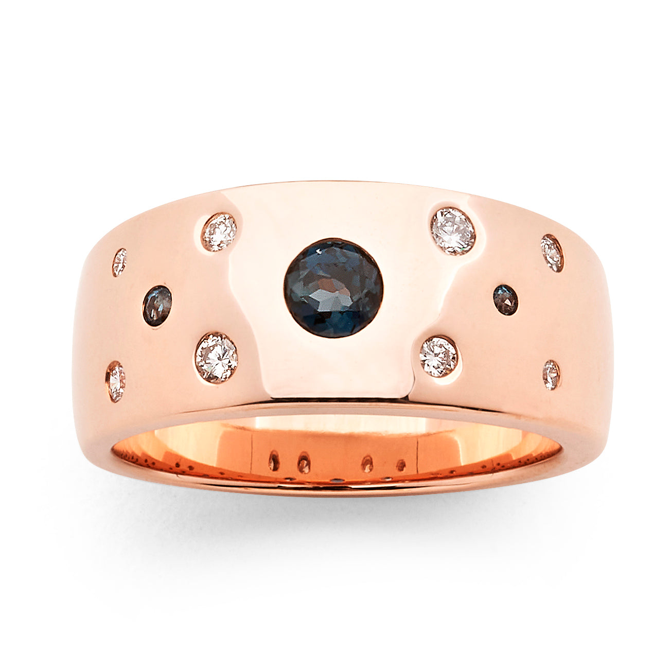 9ct Rose Gold London Blue Topaz & Diamond Ring
