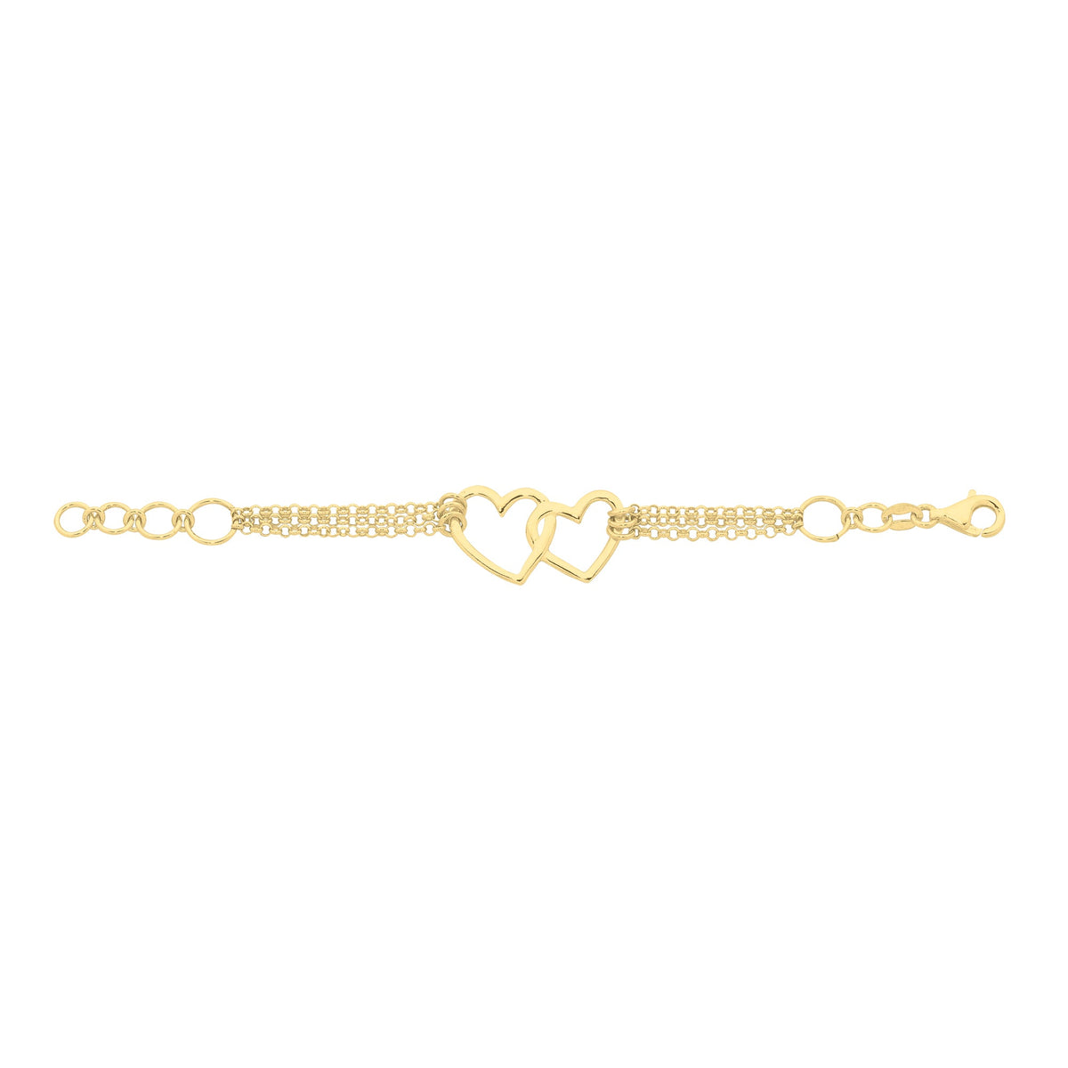 Gold-Plated Sterling Silver Double Heart Bracelet