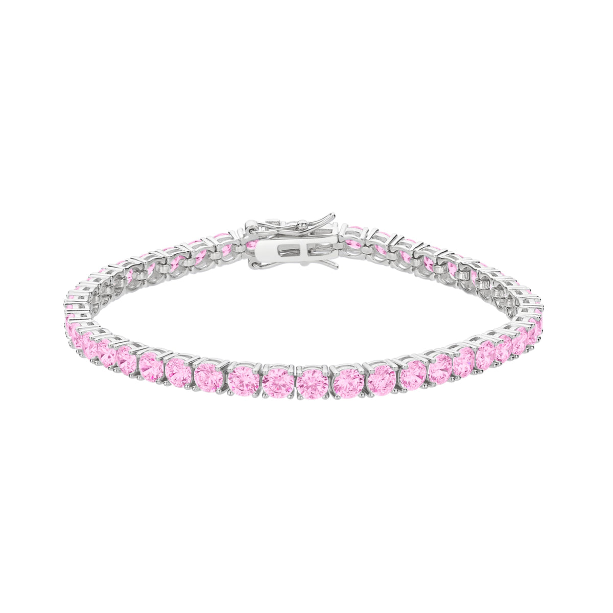 Sterling silver pink cubic zirconia tennis bracelet