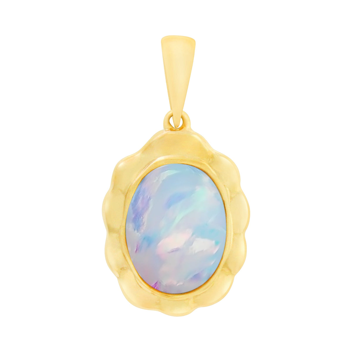 9ct Gold Lab Grown Opal Pendant