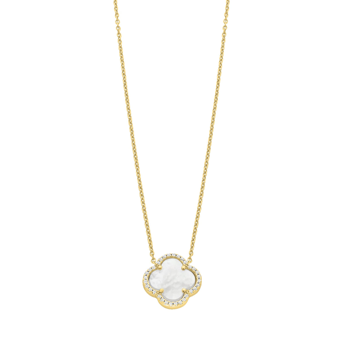 Gold-Plated Sterling Silver Mother Of Pearl & Cubic Zirconia Necklace