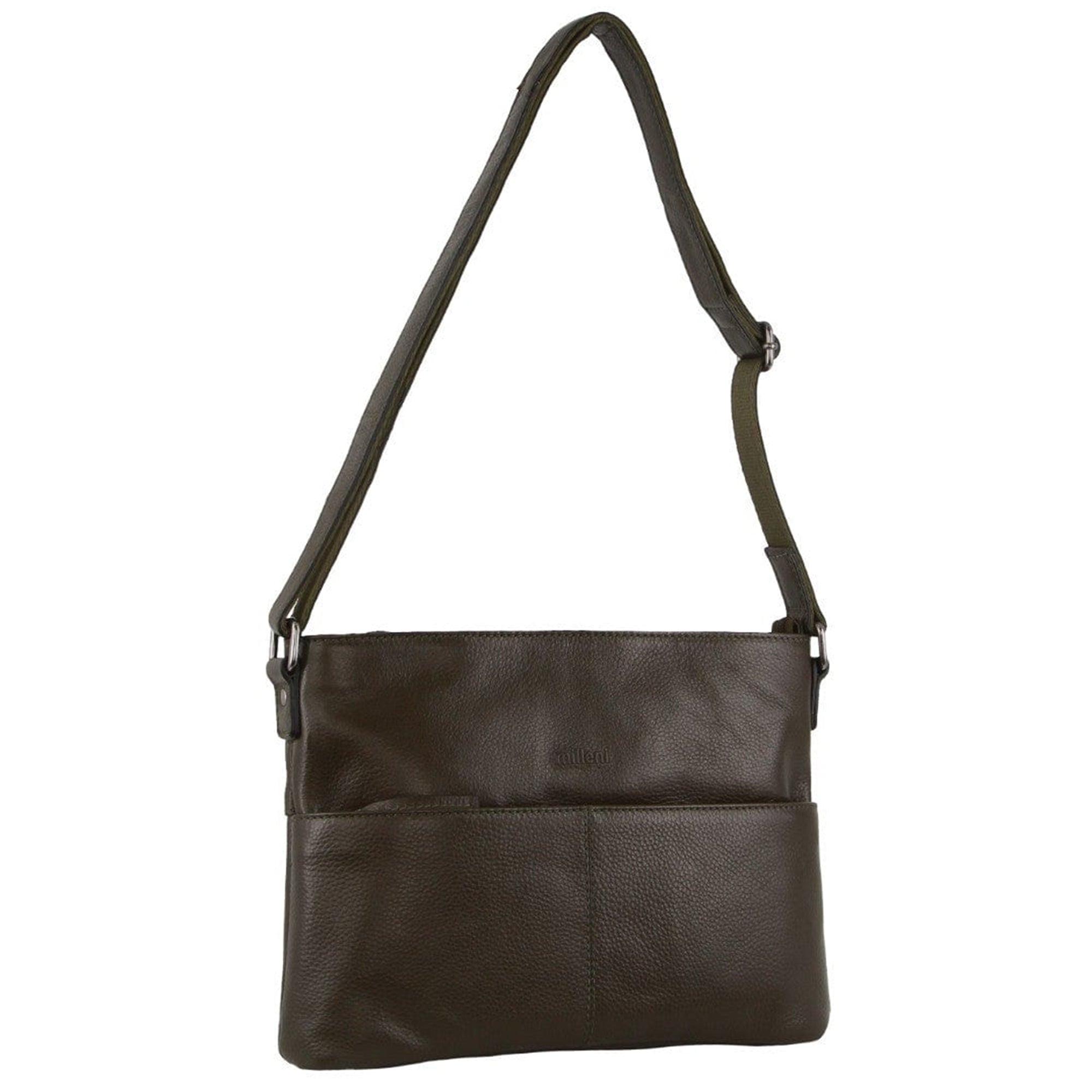Milleni Ladies Genuine Leather Crossbody Bag in Grape Leaf
