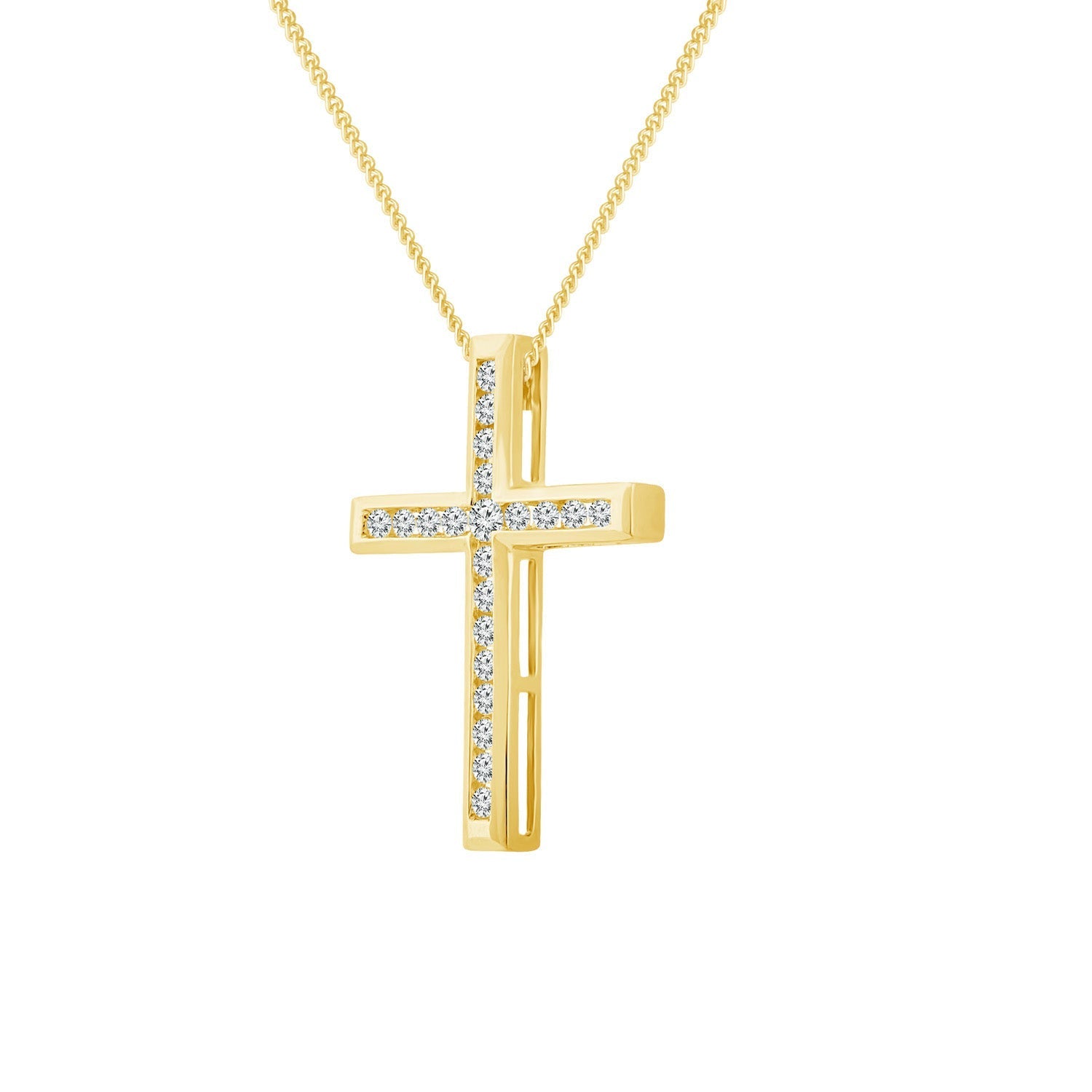 Diamond Cross Pendant with 0.50ct Diamonds in 9ct Yellow Gold - PC-0172-Y