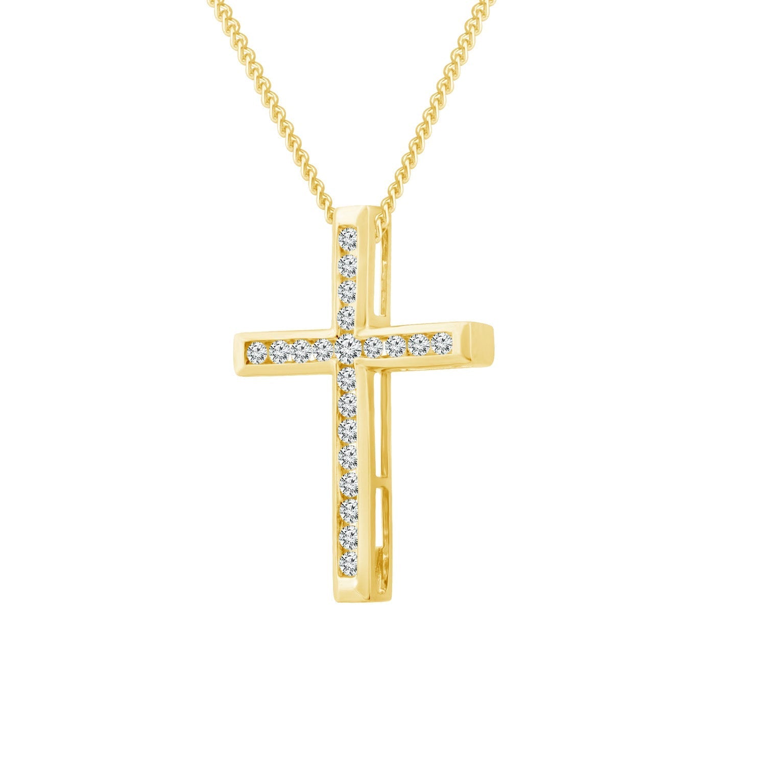 Diamond Cross Pendant with 0.25ct Diamonds in 9ct Yellow Gold - PC-0187-Y