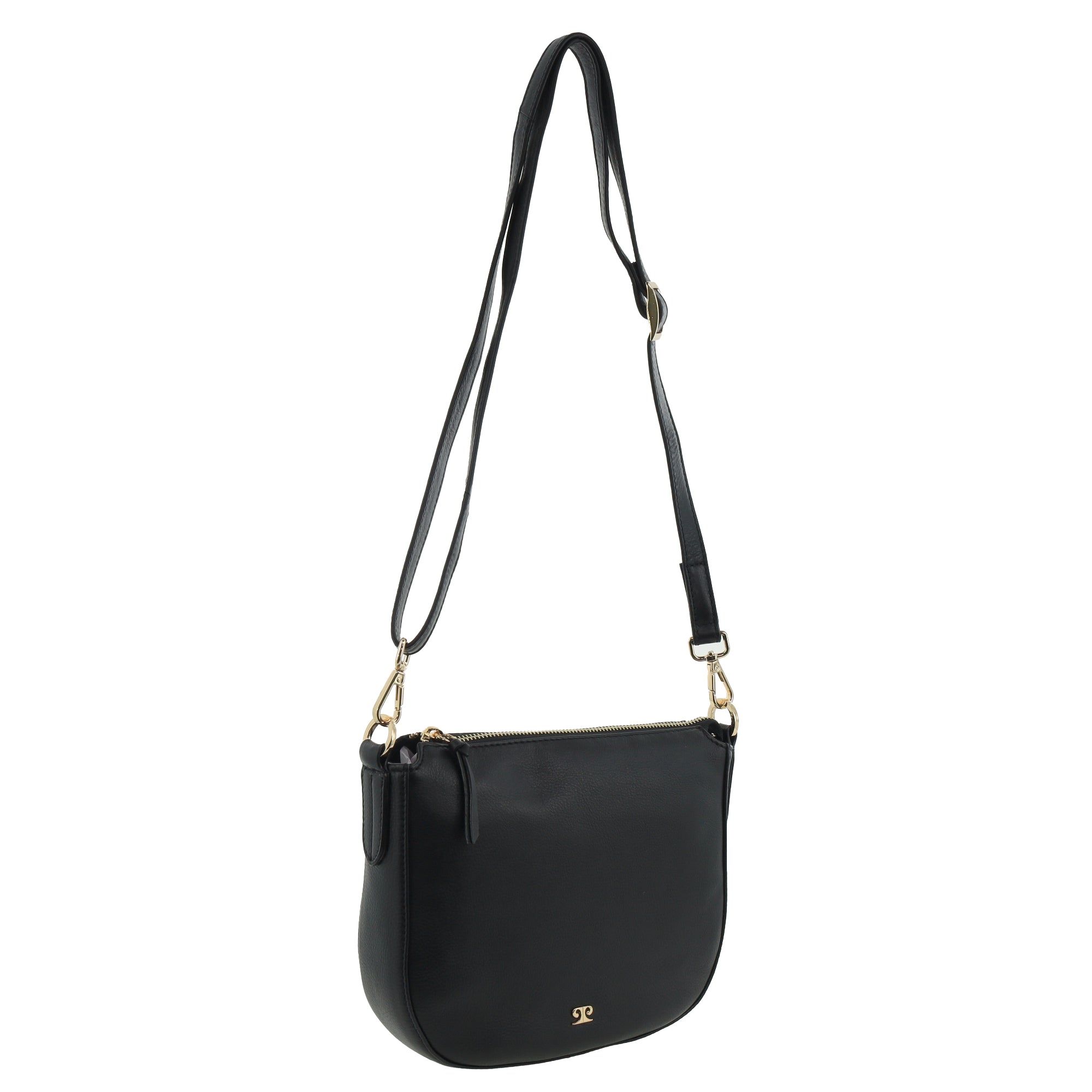 Pierre Cardin Italian Leather Elegant Ladies Crossbody Bag in Black