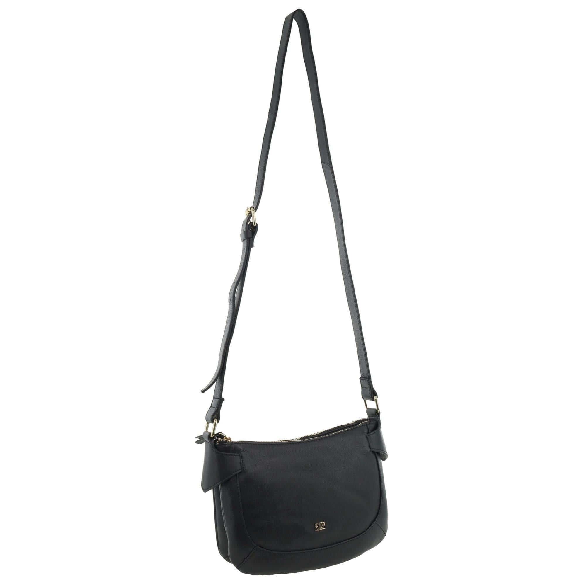 Pierre Cardin Ladies Leather Sleek Cross-Body Bag in Black