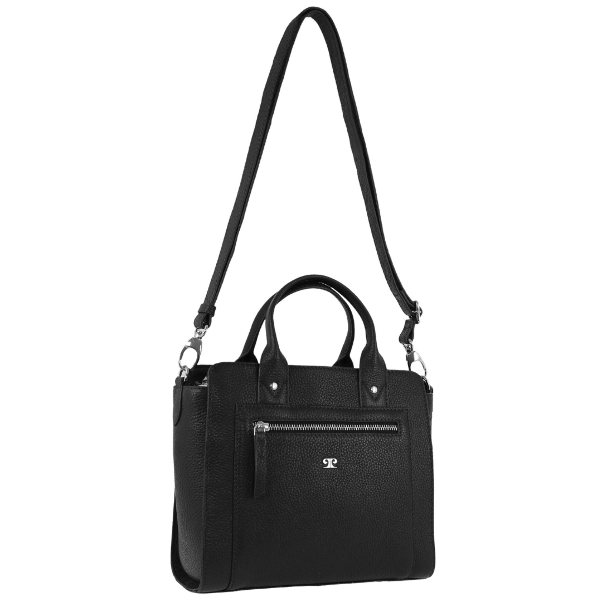 Pierre Cardin Ladies Leather Mini Tote Crossbody Bag in Black