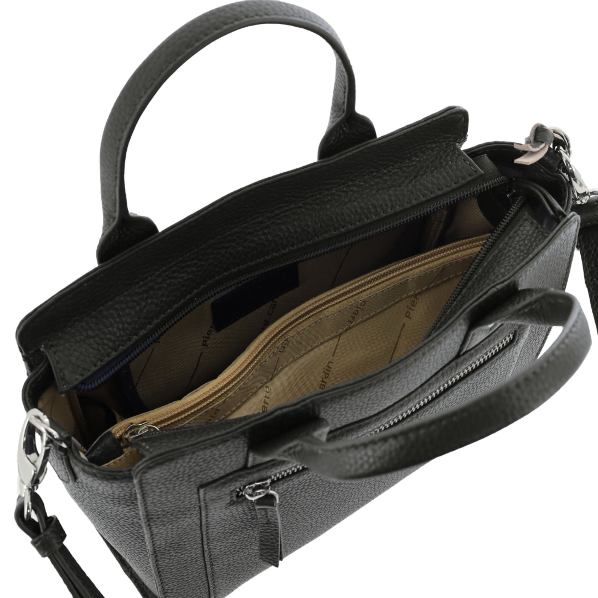 Pierre Cardin Ladies Leather Mini Tote Crossbody Bag in Black