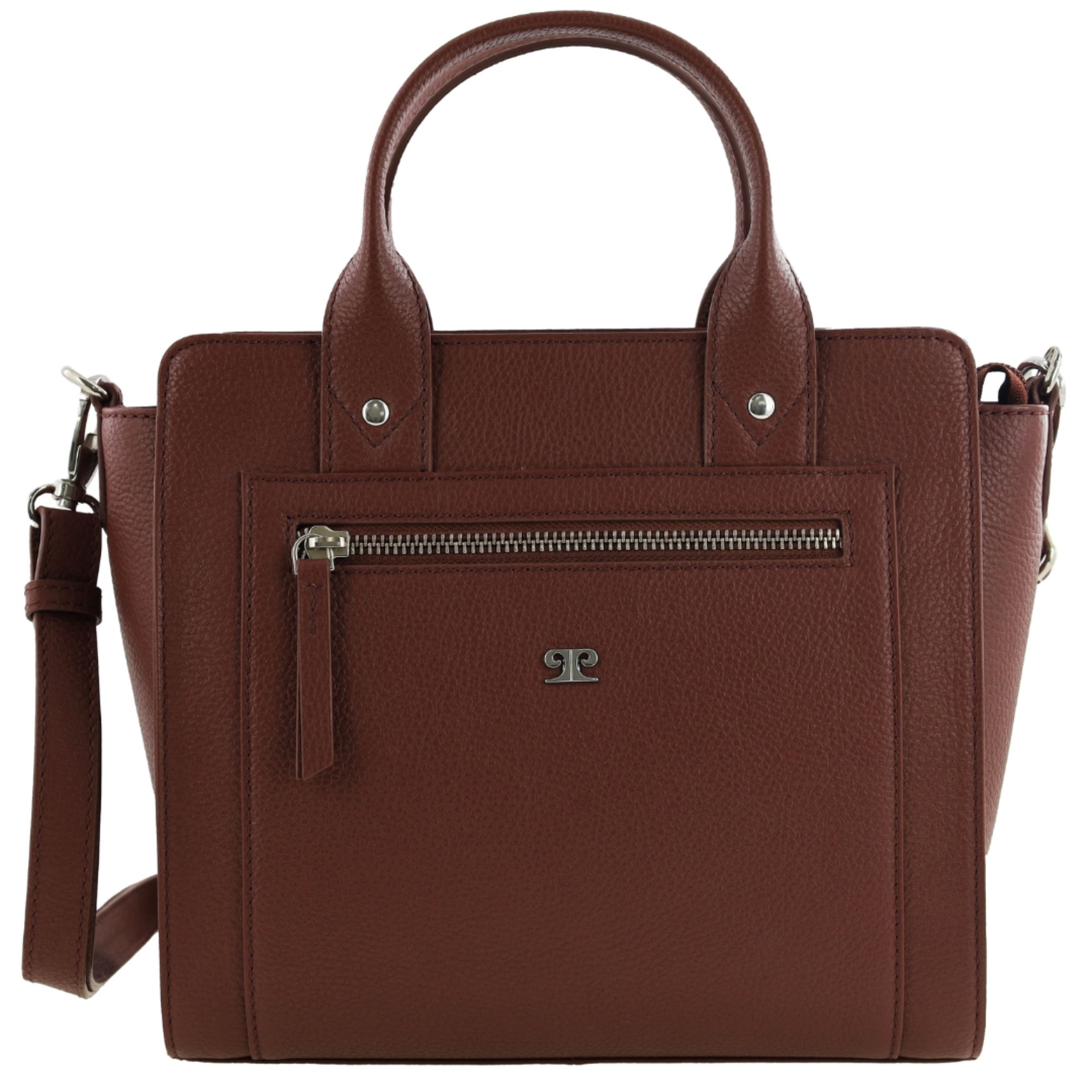 Pierre Cardin Ladies Leather Mini Tote Crossbody Bag in Chocolate