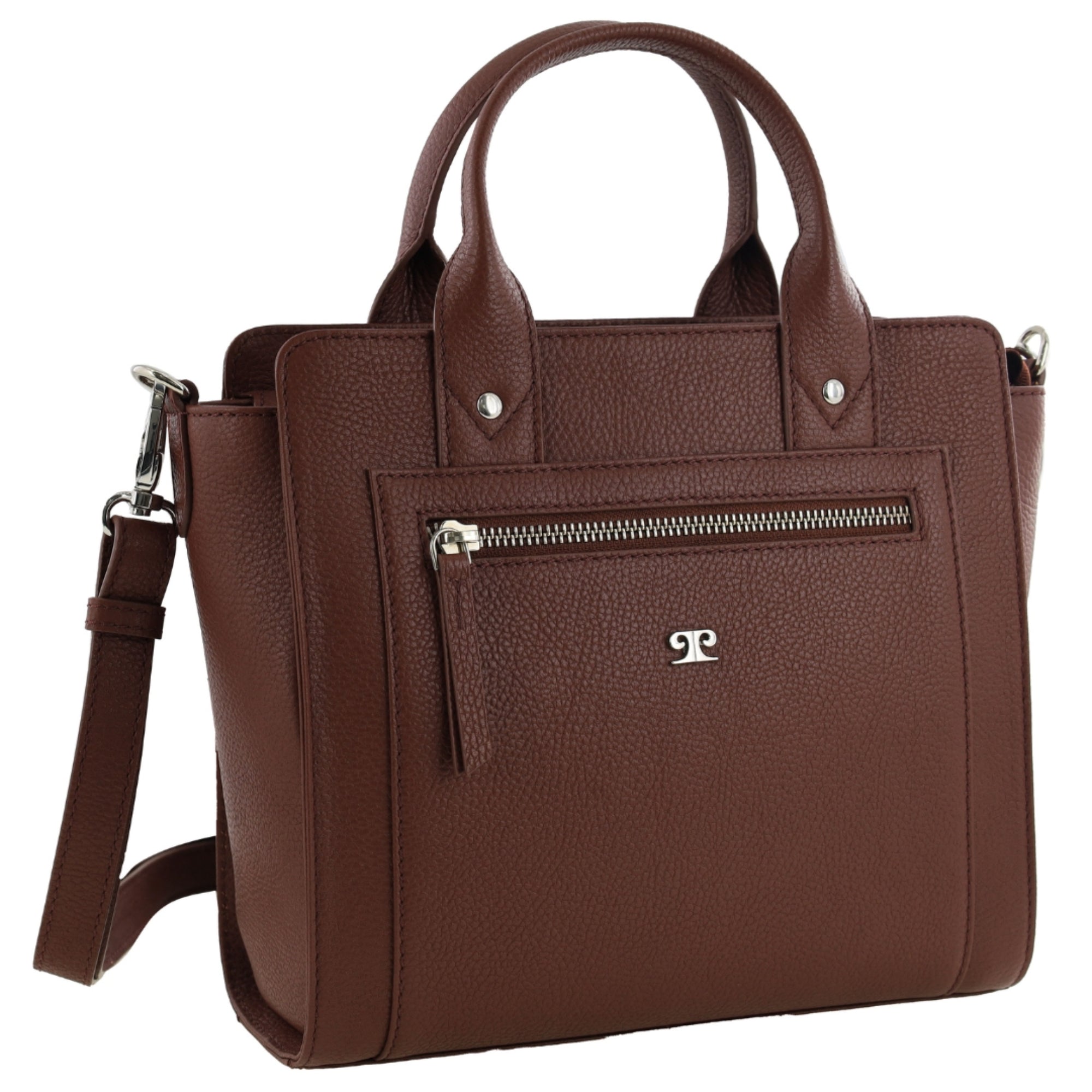 Pierre Cardin Ladies Leather Mini Tote Crossbody Bag in Chocolate