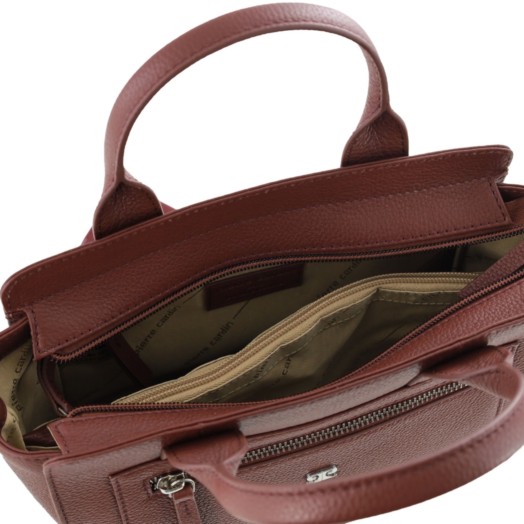 Pierre Cardin Ladies Leather Mini Tote Crossbody Bag in Chocolate