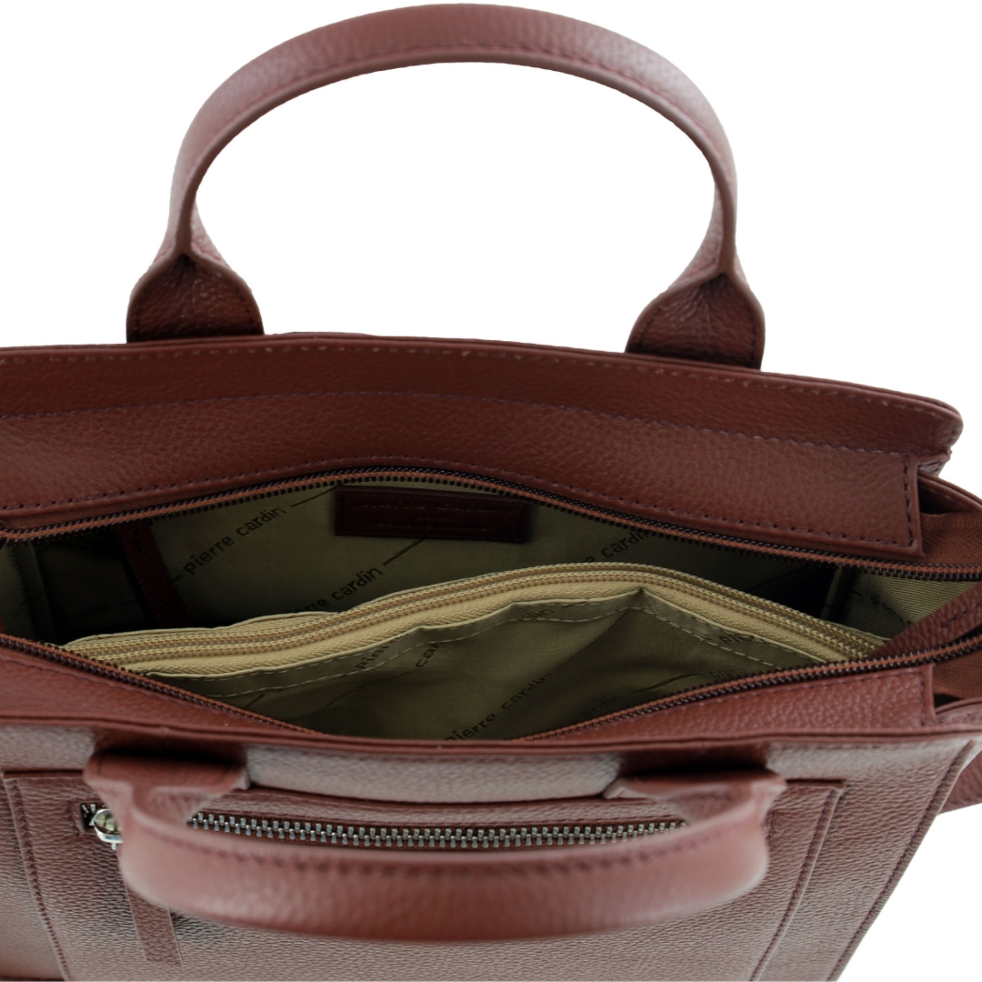 Pierre Cardin Ladies Leather Mini Tote Crossbody Bag in Chocolate