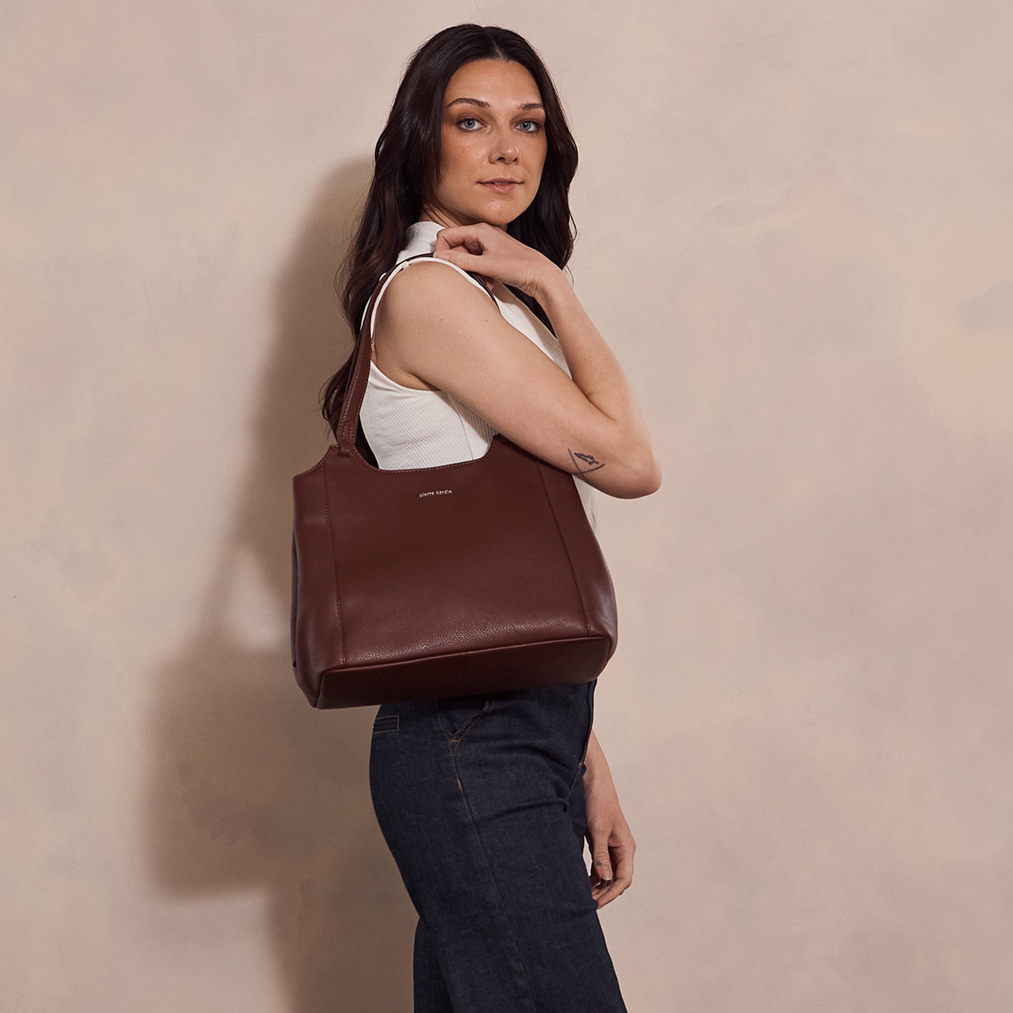 Pierre Cardin Ladies Leather Tote in Black