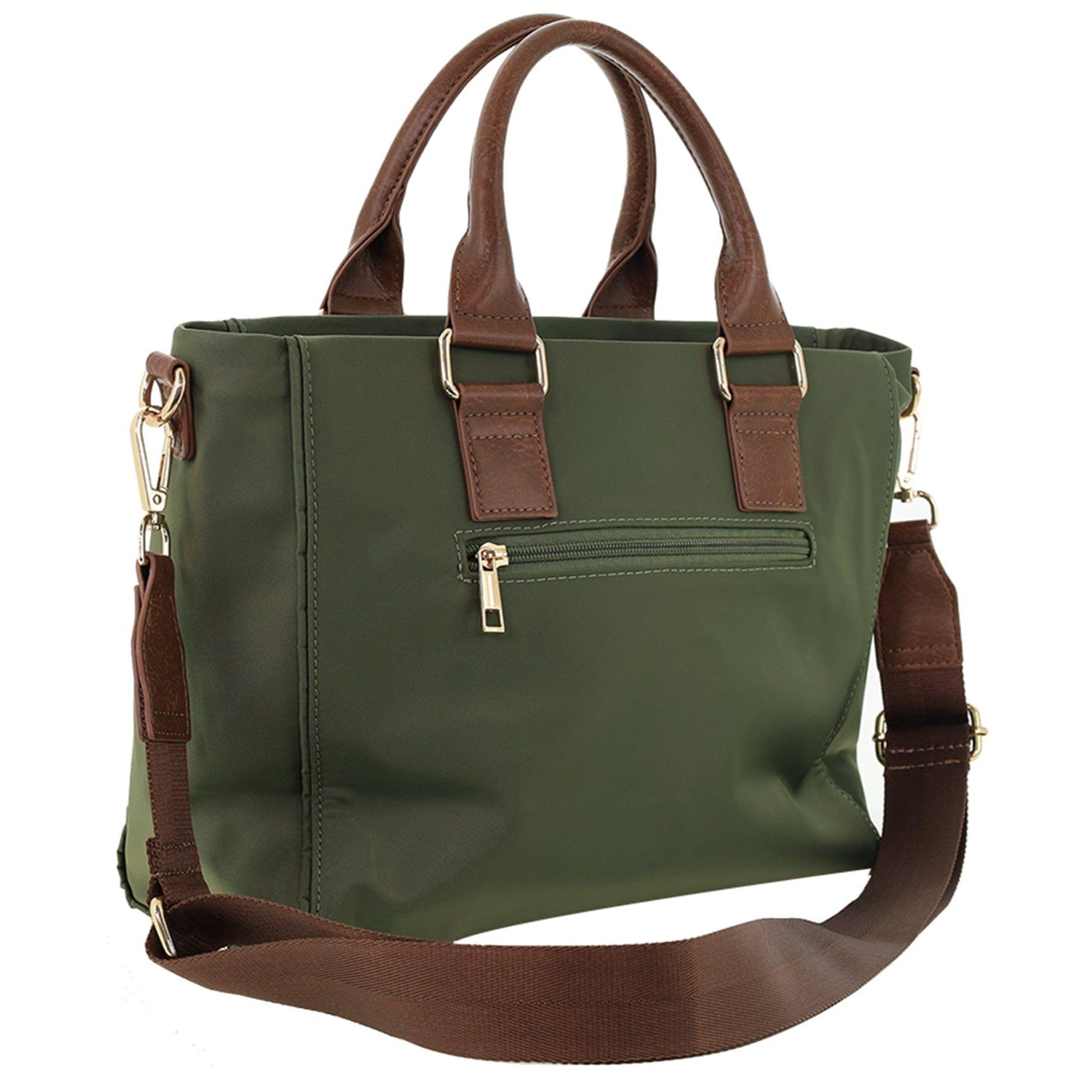 Pierre Cardin RFID Lightweight Nylon Mini Tote with Crossbody in Olive