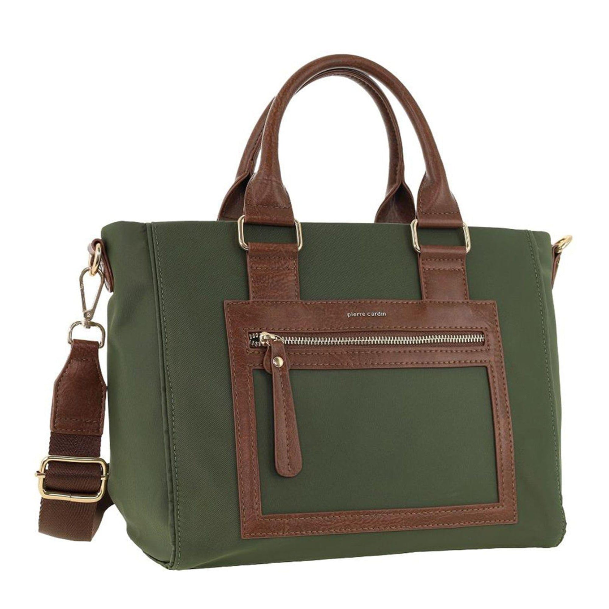 Pierre Cardin RFID Lightweight Nylon Mini Tote with Crossbody in Olive