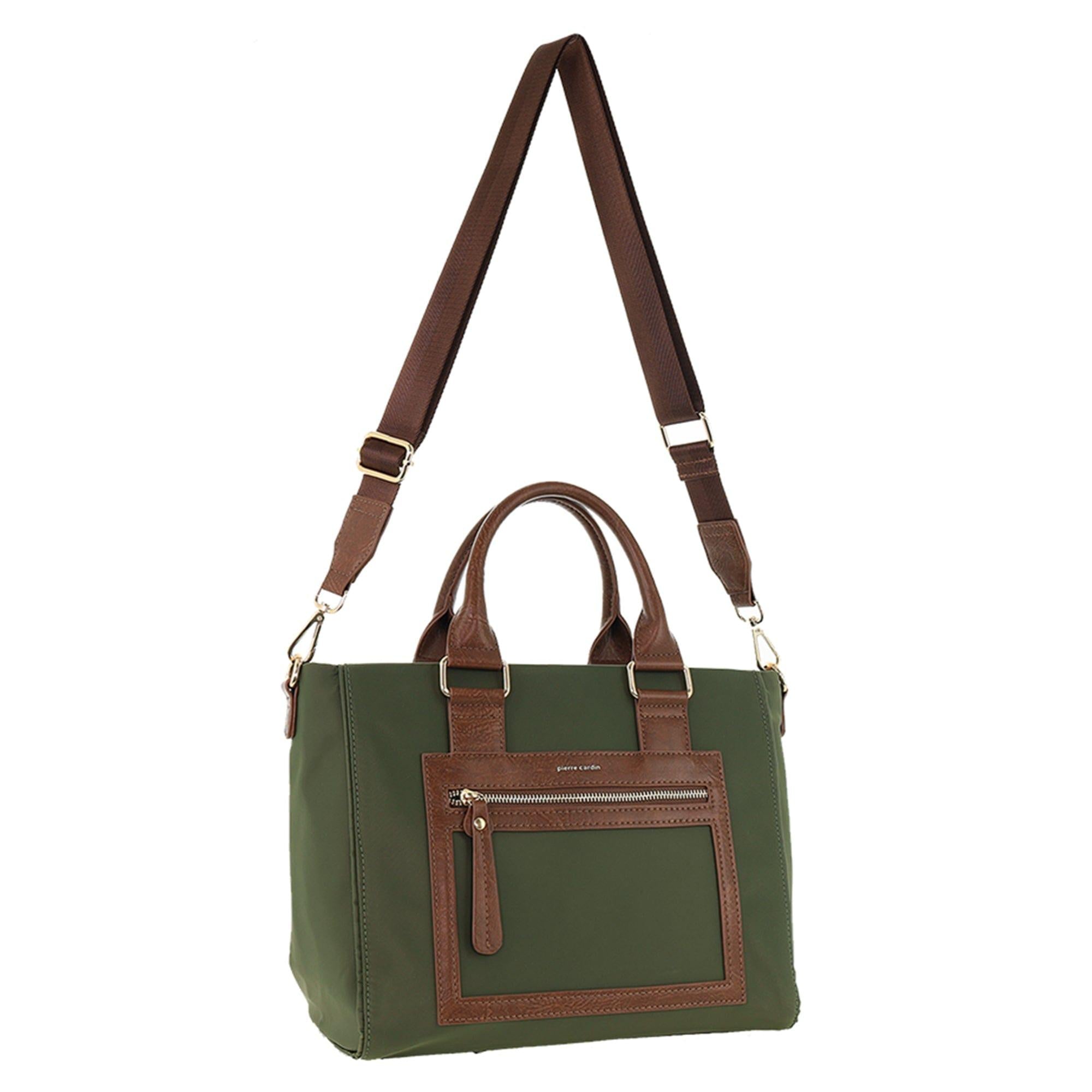 Pierre Cardin RFID Lightweight Nylon Mini Tote with Crossbody in Olive