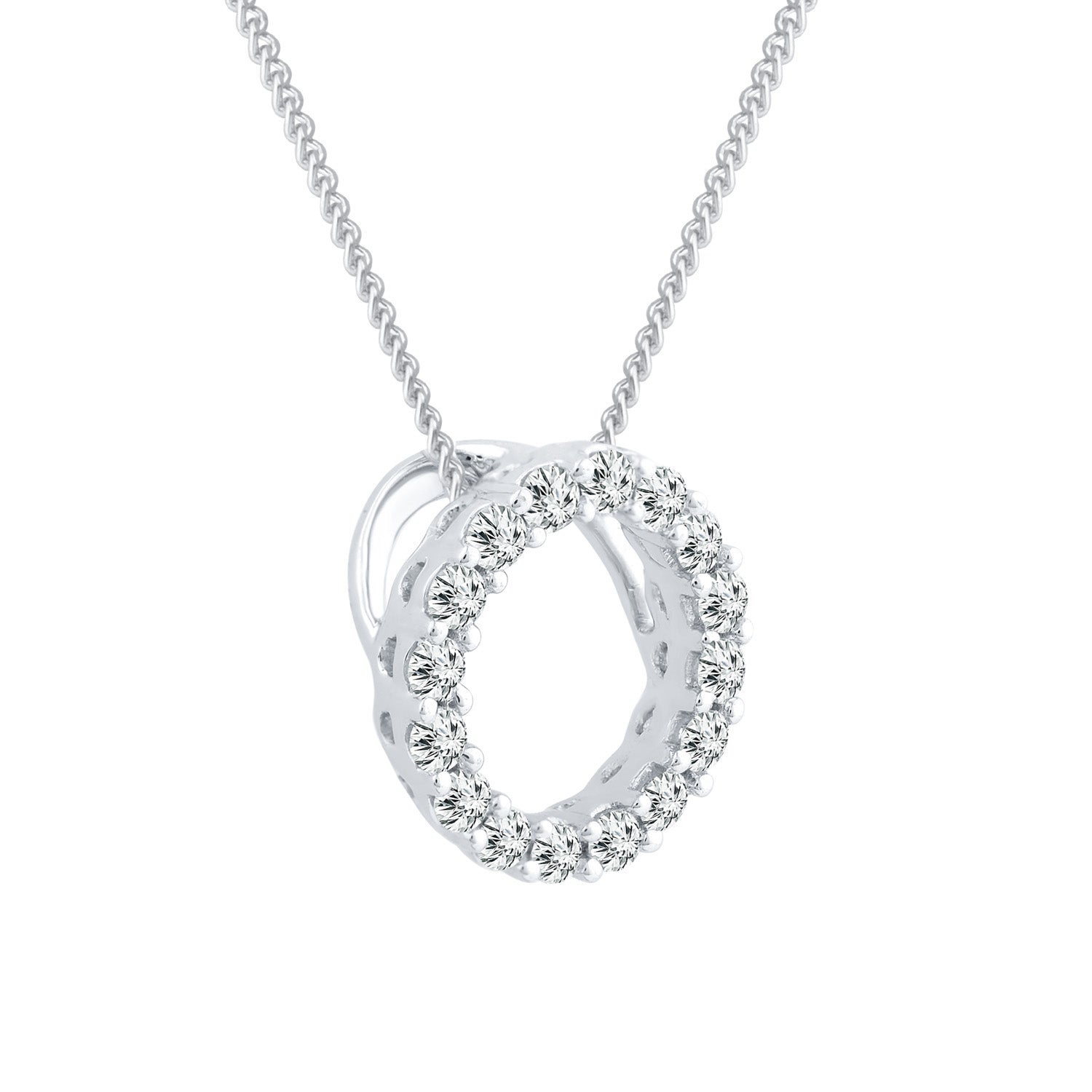 Diamond Pendant with 0.10ct Diamonds in 9ct White Gold - PF-6111-W
