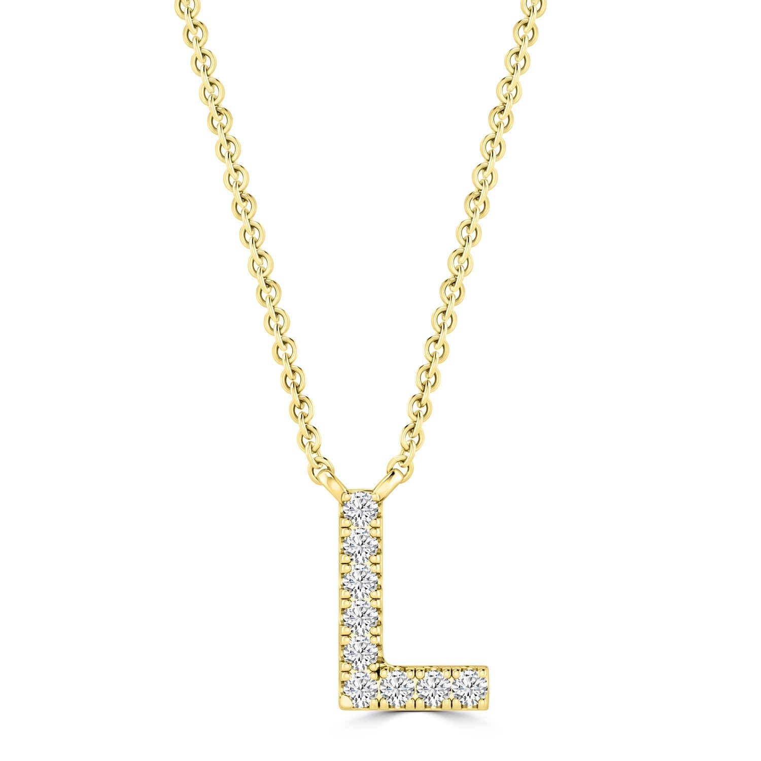 9ct Yellow Gold Diamond Initial 'L' Necklace