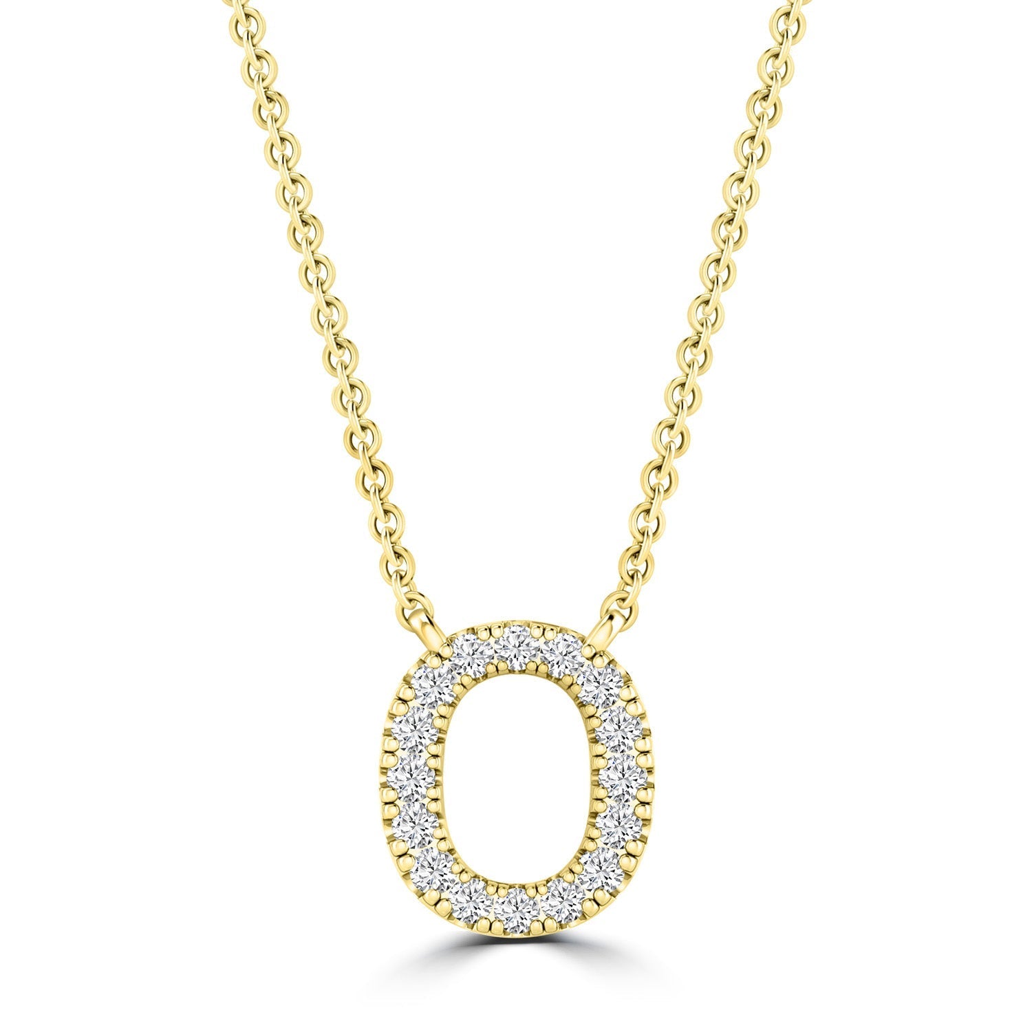 9ct Yellow Gold Diamond Initial 'O' Necklace