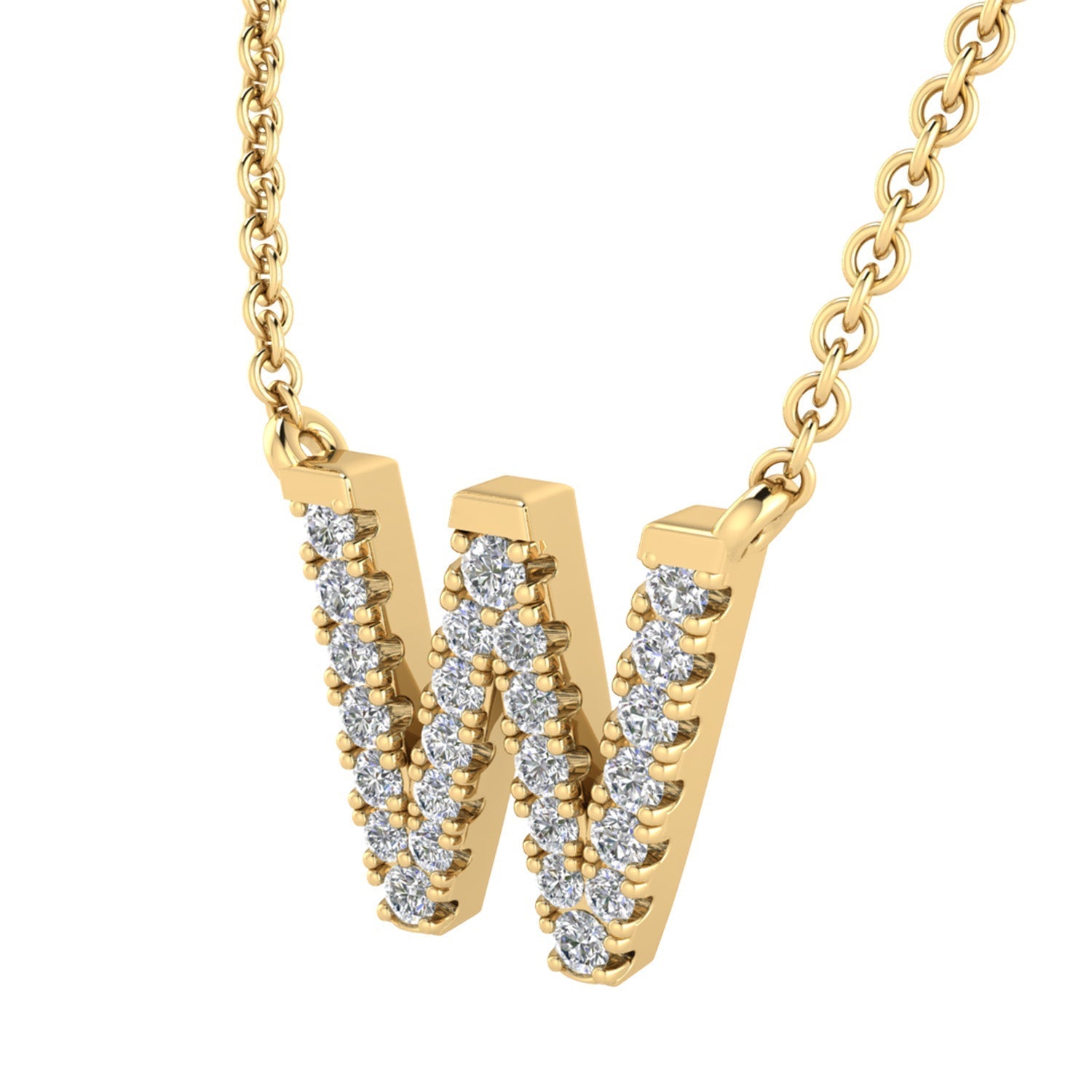 9ct Yellow Gold Diamond Initial 'W' Necklace