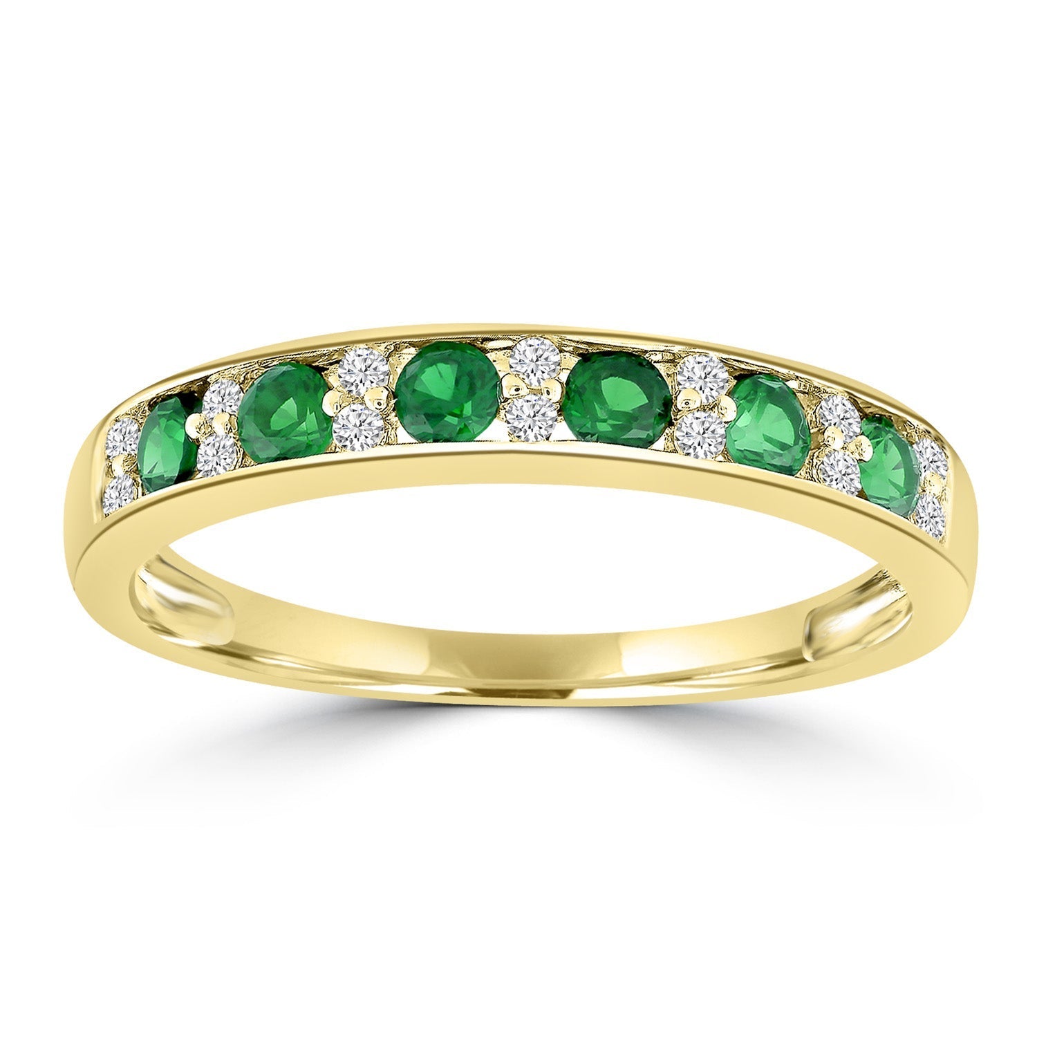 Diamond Emerald Ring with 0.10ct Diamonds in 9ct Yellow Gold