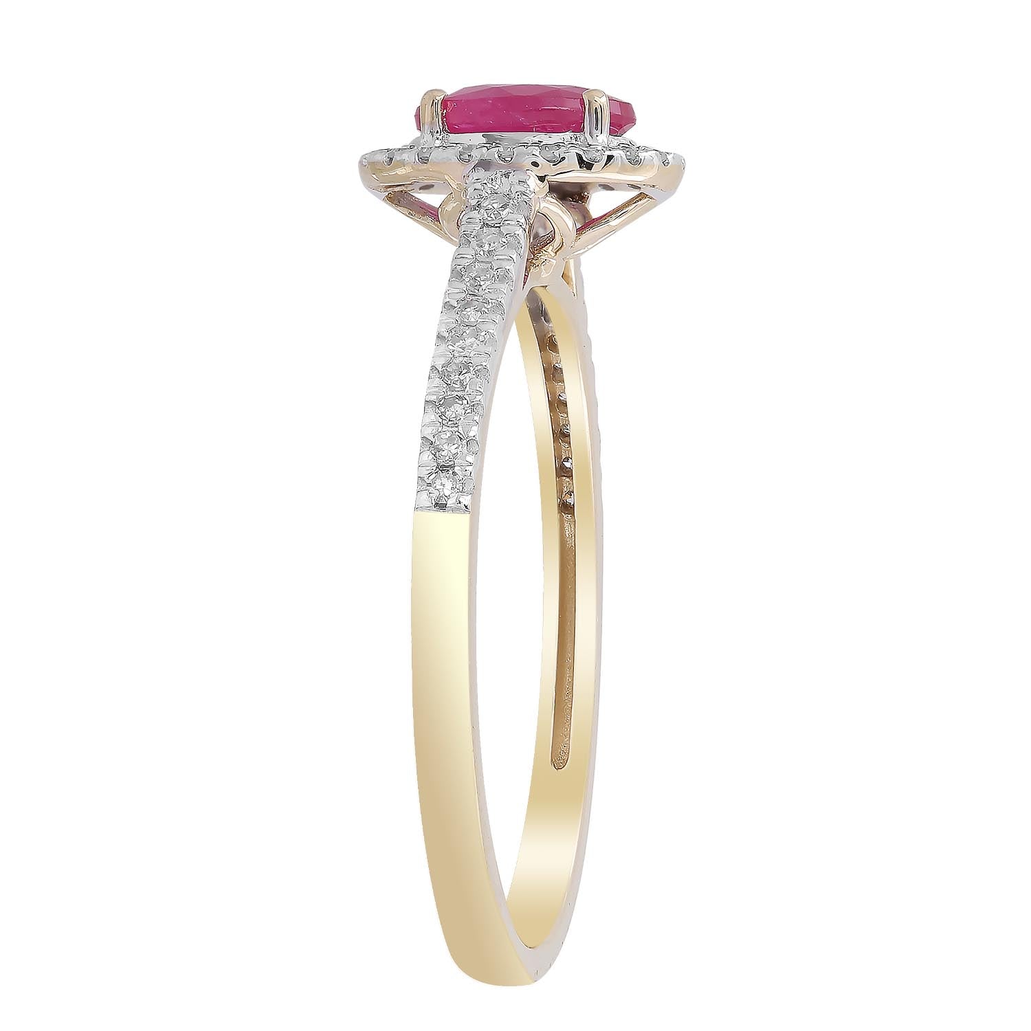 Ruby Ring with 0.15ct Diamonds in 9ct Yellow Gold
