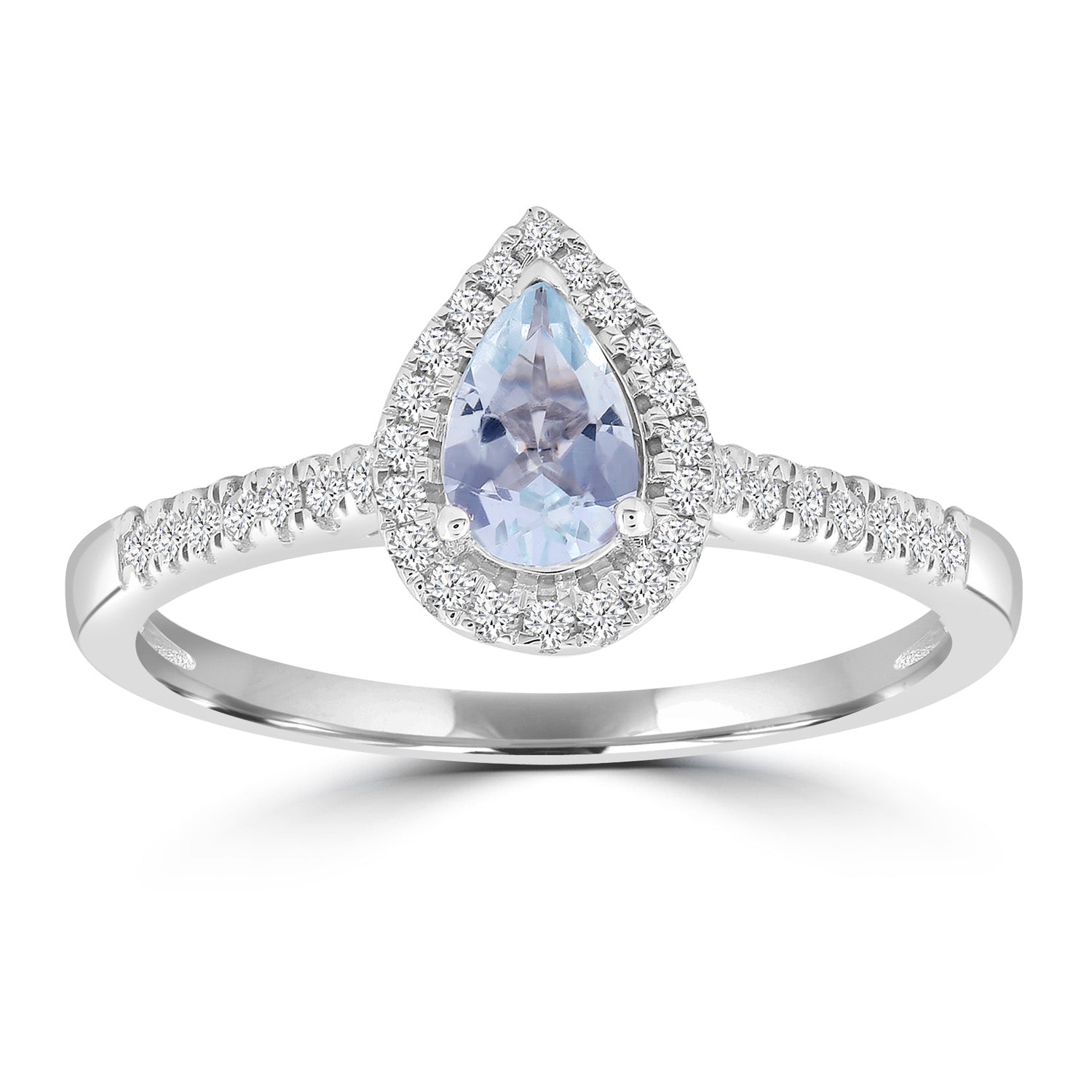 Aquamarine Ring with 0.15ct Diamonds in 9ct White Gold
