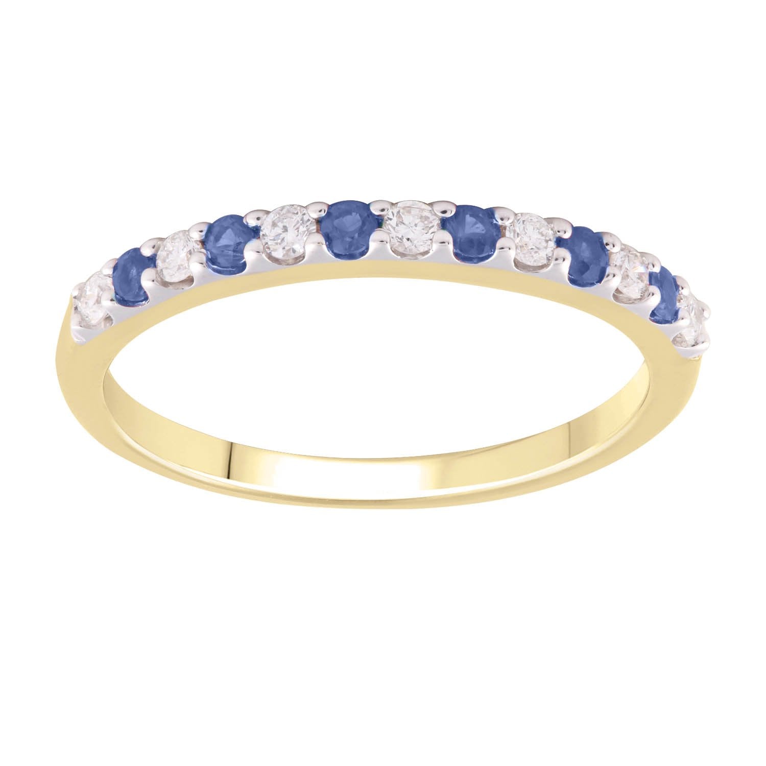 Sapphire Ring with 0.15ct Diamonds in 9ct Yellow Gold