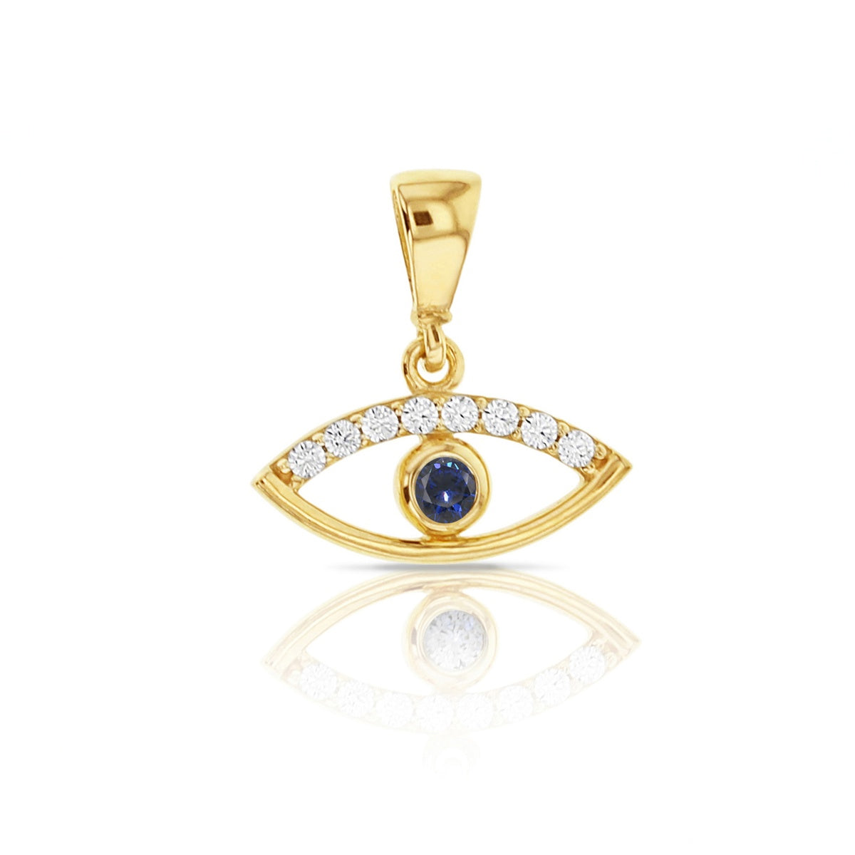 9ct Yellow Gold Fancy Cubic Zirconia Evil Eye Pendant