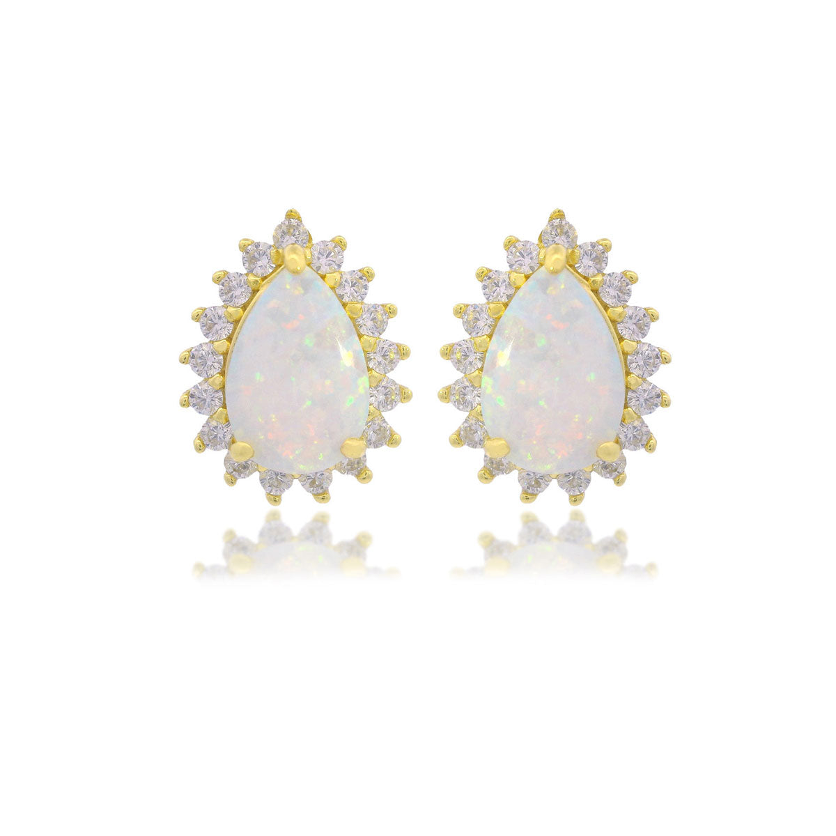 Georgini Opal Glow Rozelle White Created Opal Earrings Gold