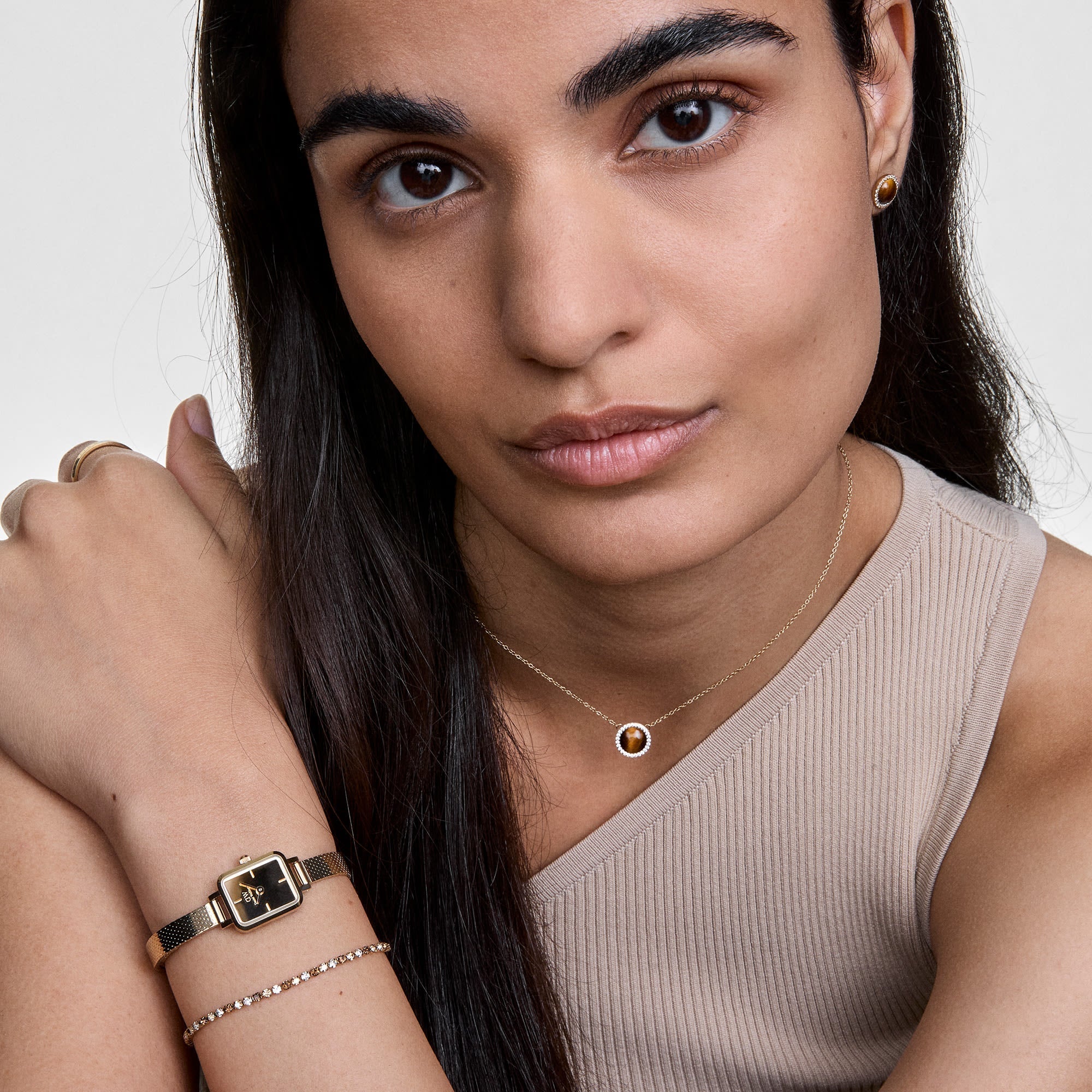 Daniel Wellington Audrey Necklace Tiger Eye Gold