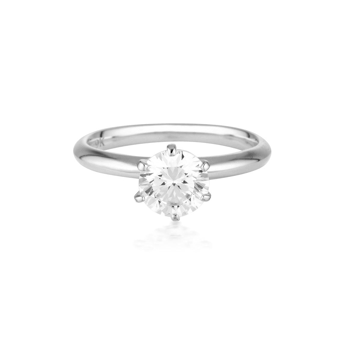 Round Brilliant Cut 1.25ct Solitaire with Knife Edge Band Ring Silver