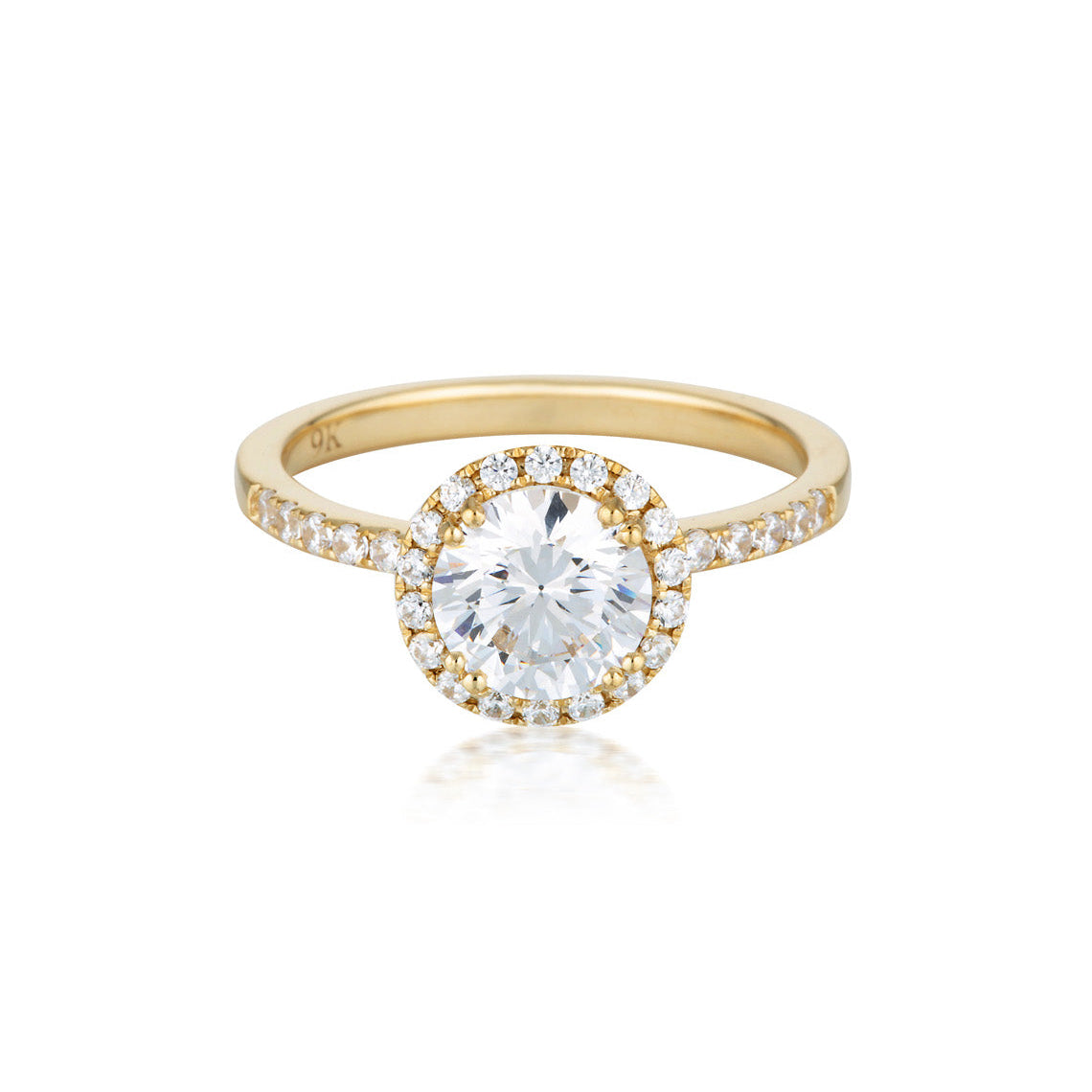 Round Brilliant Cut 1.25ct Halo Engagement Ring in Gold