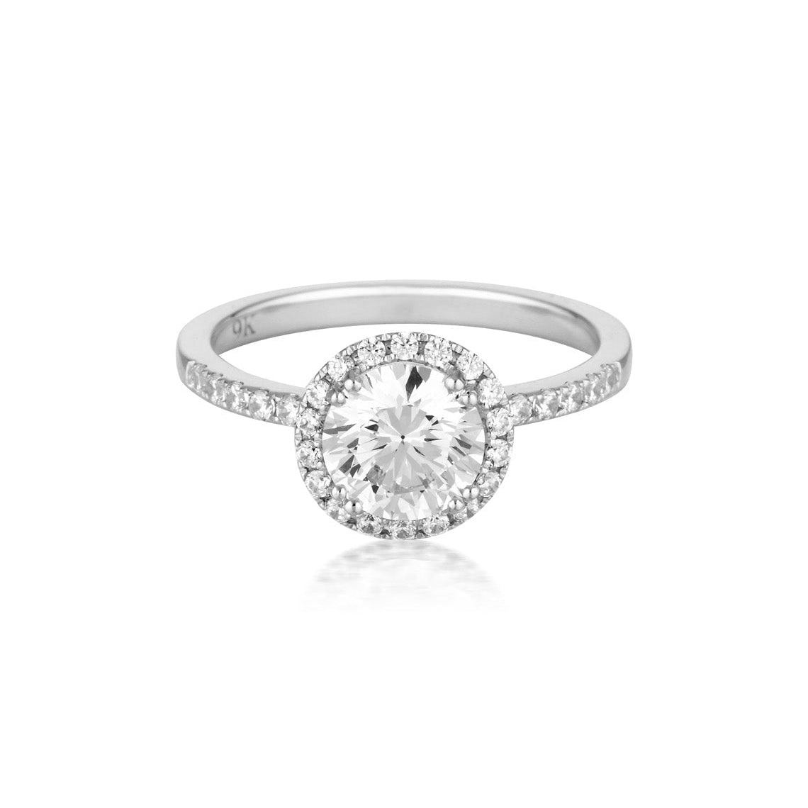 Round Brilliant Cut 1.25ct Halo Engagement Ring in White Gold