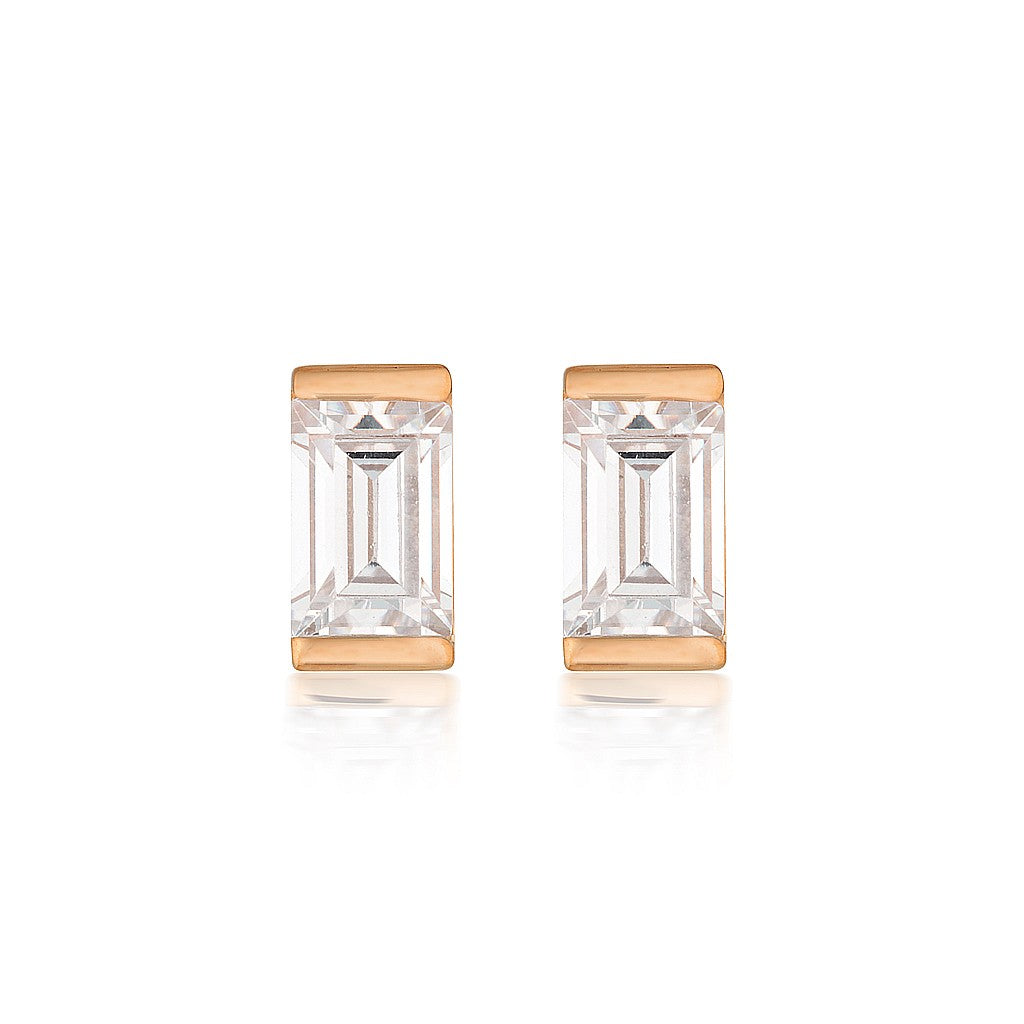 Mosaic Baguette Rose Gold Stud