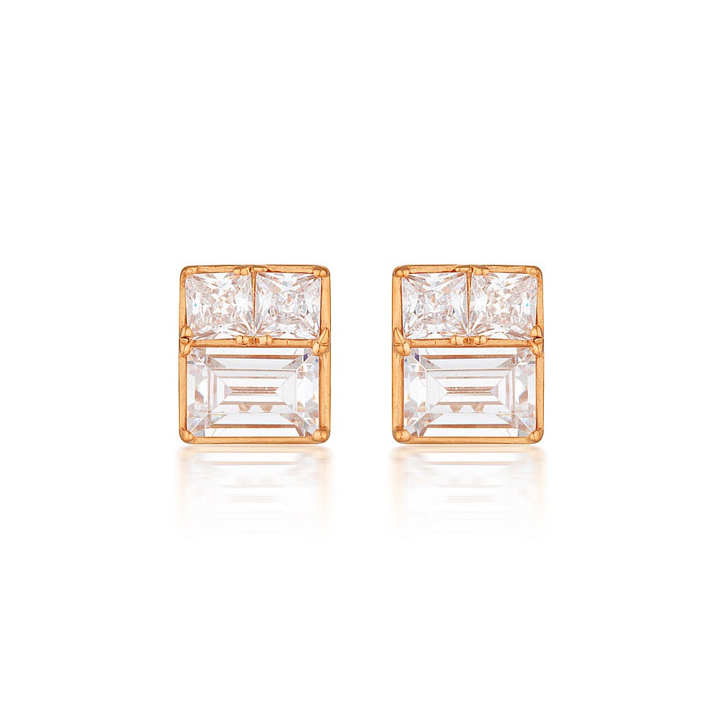 Elena Mosaic Rose Gold Stud Earring