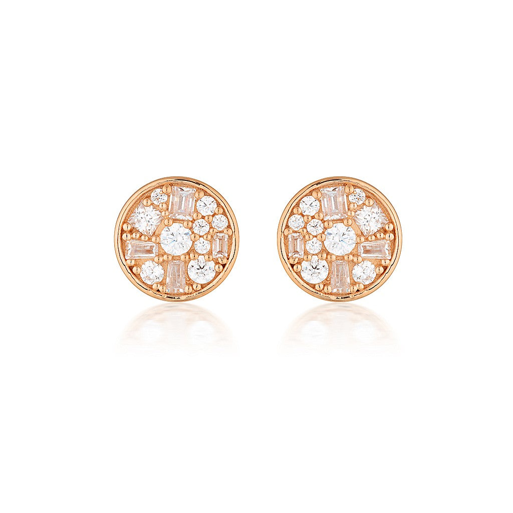 Mini Mosaic Rose Gold Stud Earrings
