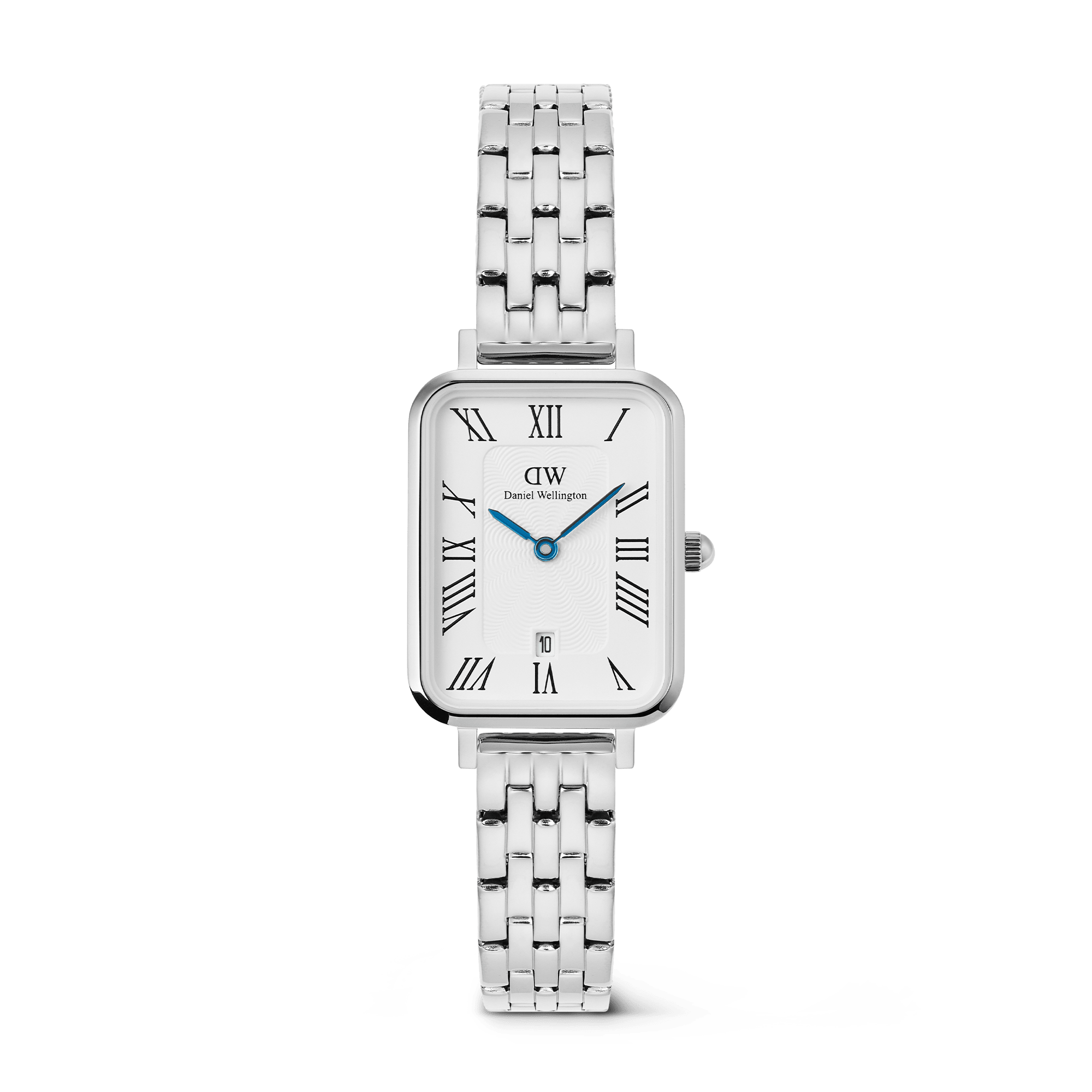 Daniel Wellington Quadro Roman Numerals Date 5-link Silver