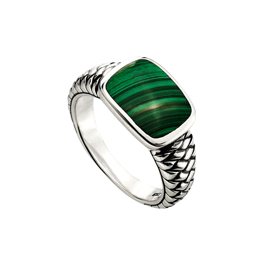 NAJO Navigator Mens Oxidised Malachite Ring
