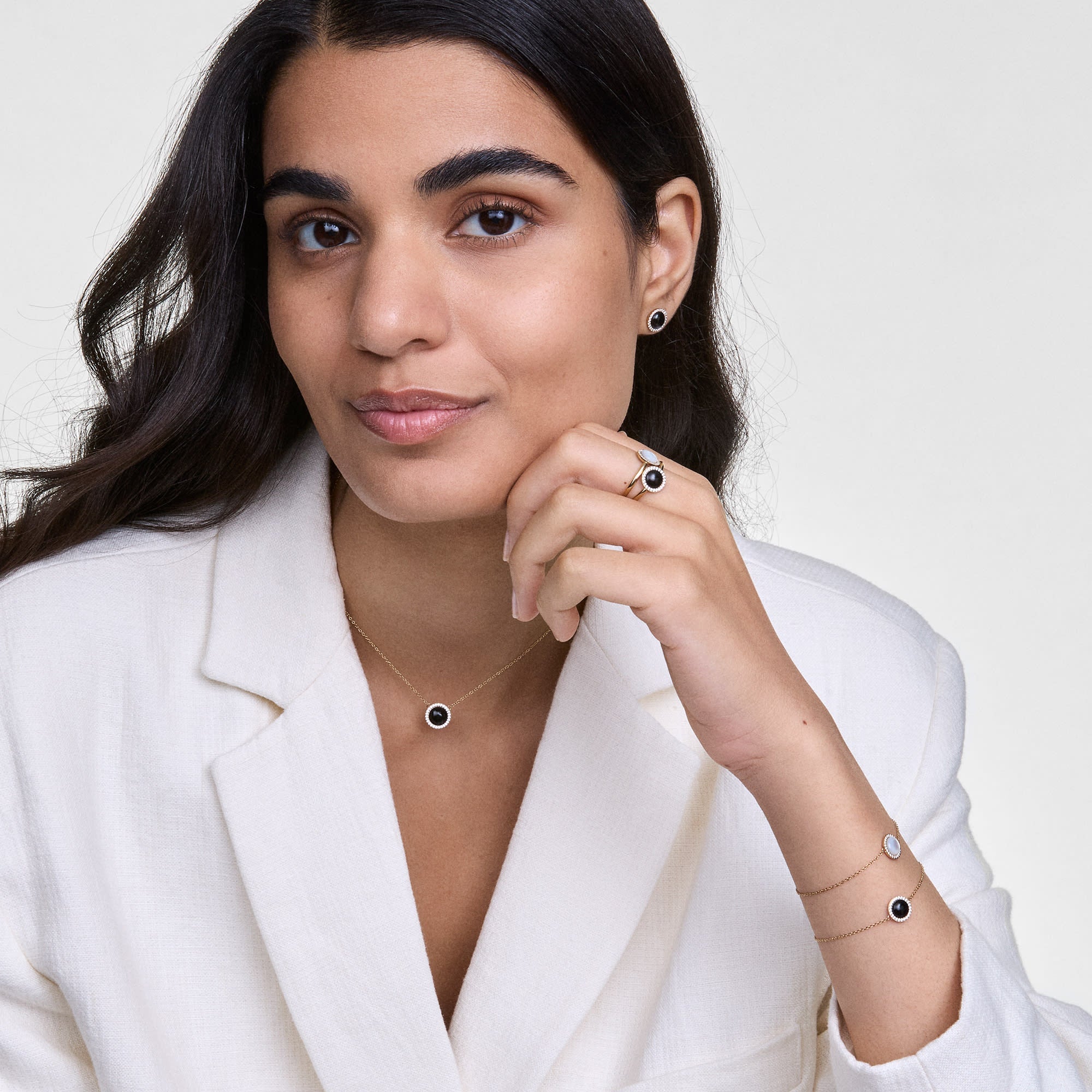 Daniel Wellington Audrey Necklace Black Agathe Gold