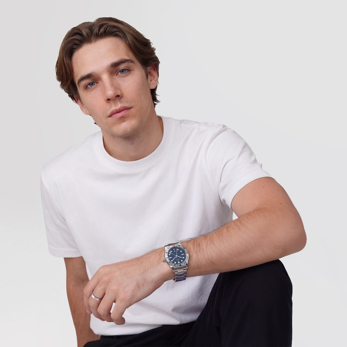 Daniel Wellington Iconic GMT Link Brushed Bezel Silver