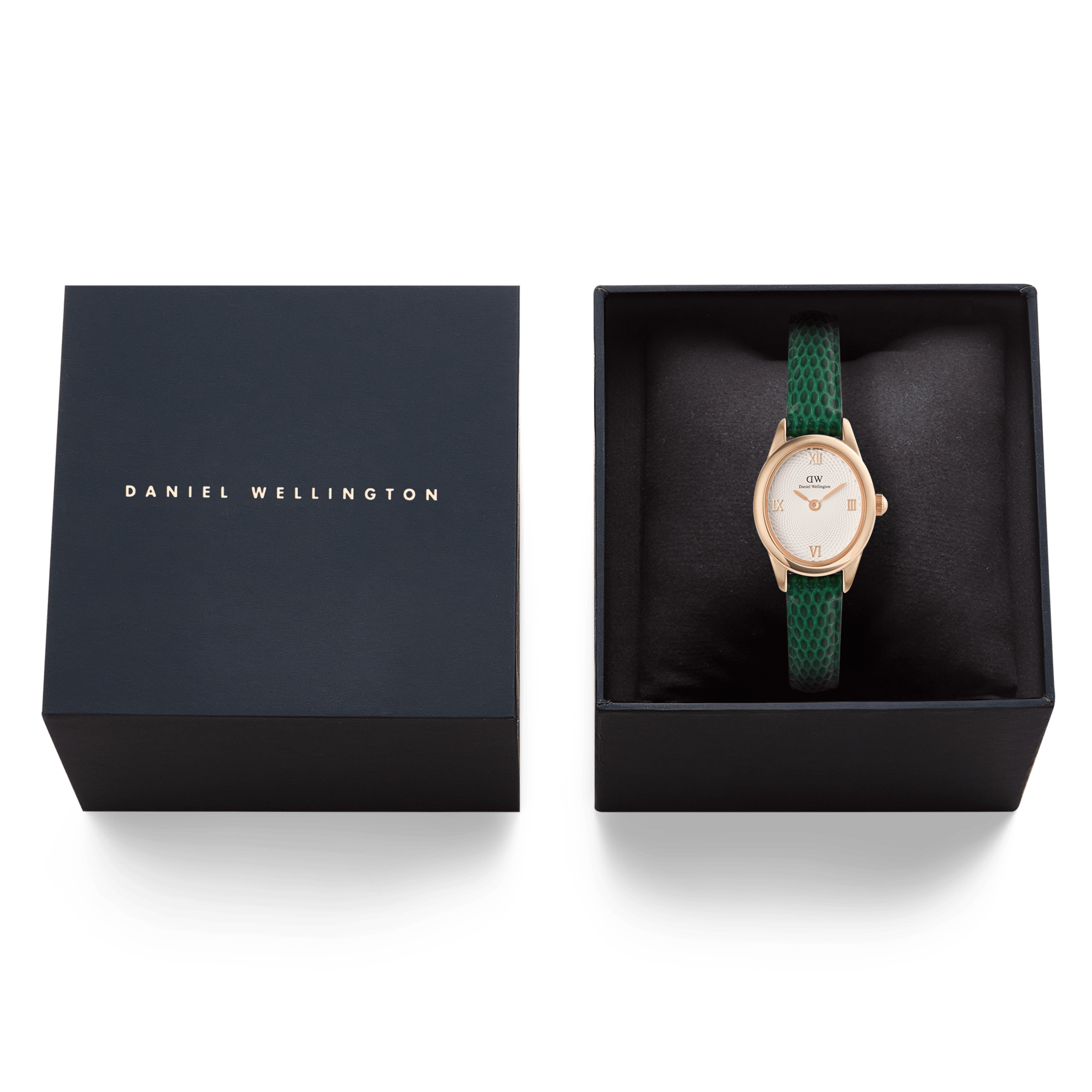 Daniel Wellington Ophelia Mini Green Lizard White Guilloché Rose Gold