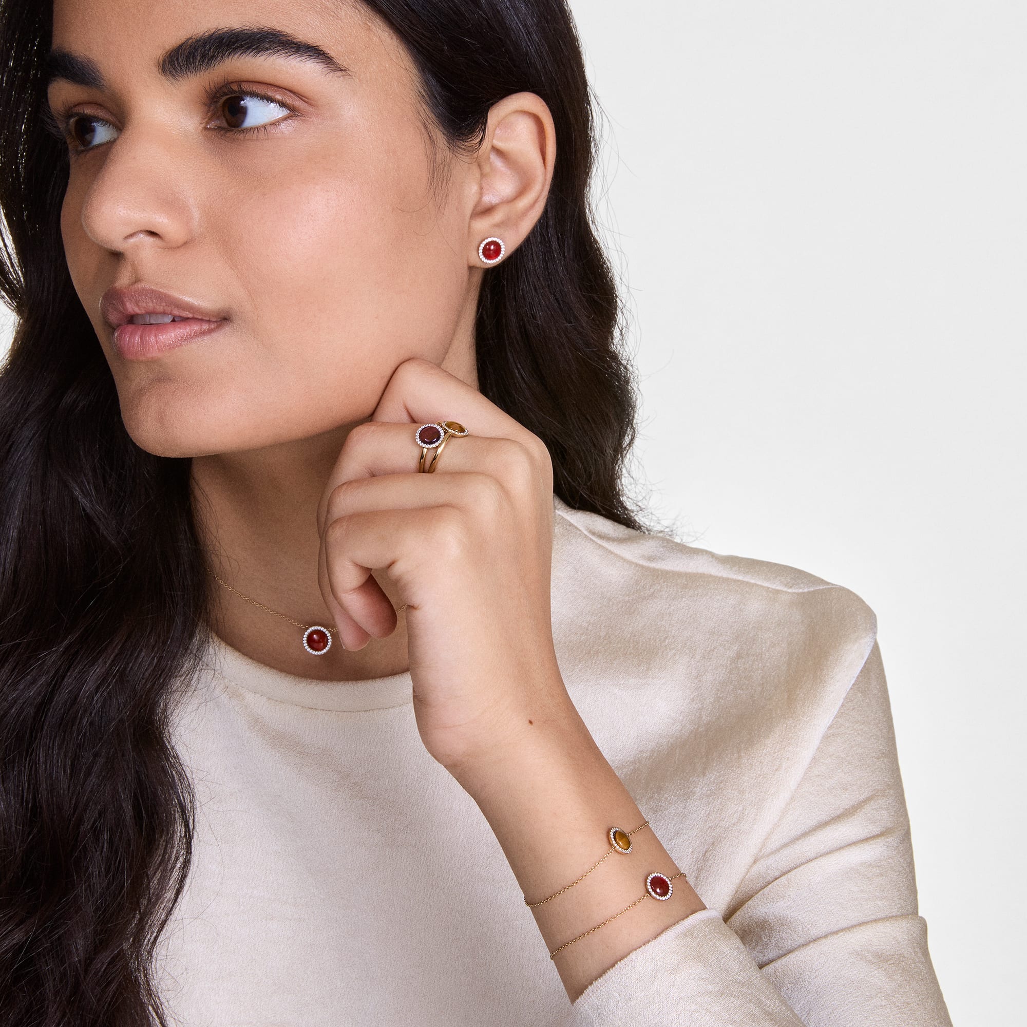 Daniel Wellington Audrey Necklace Red Agathe Silver