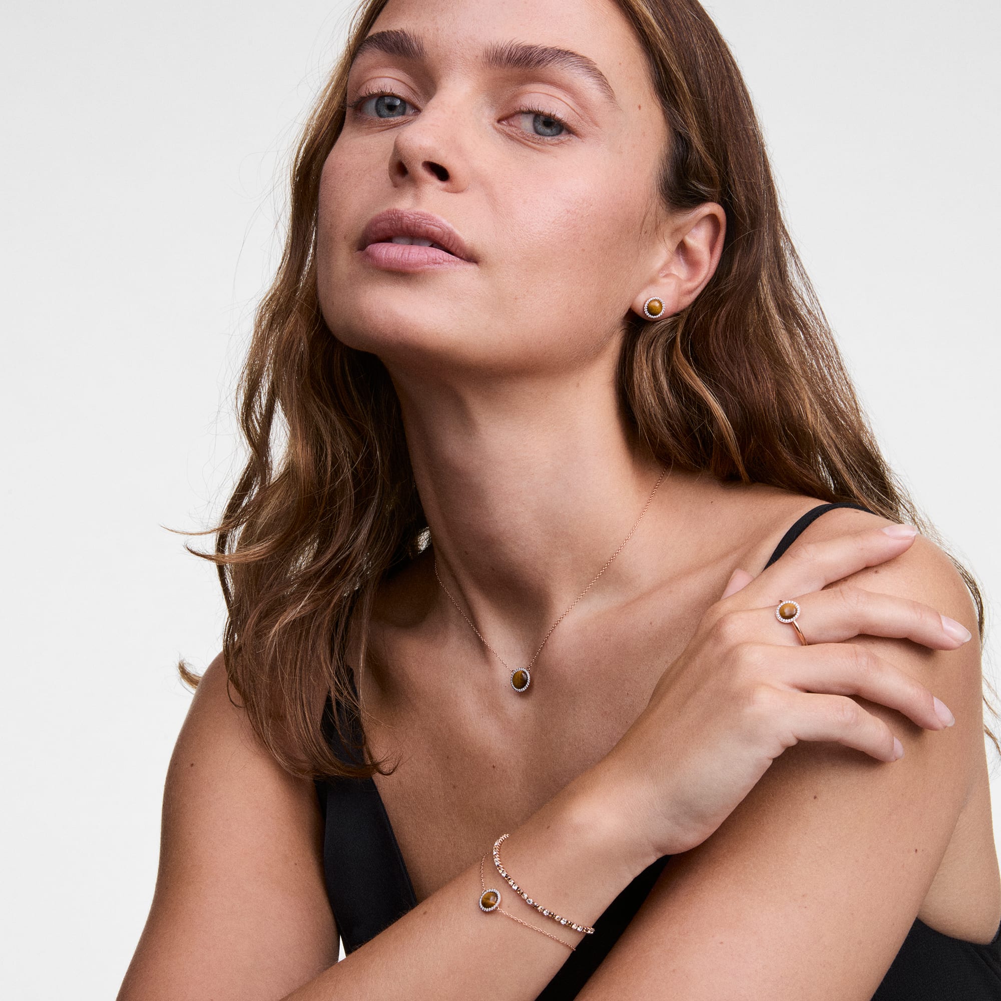 Daniel Wellington Audrey Necklace Tiger Eye Rose Gold