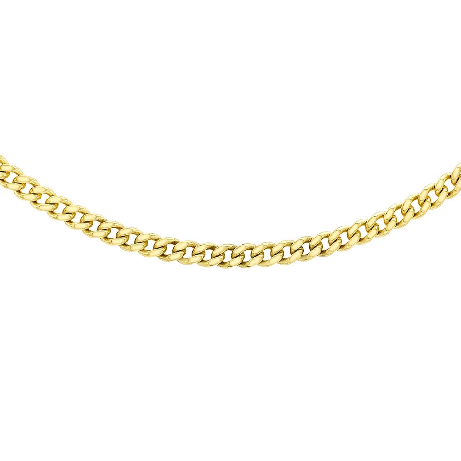 9ct Yellow Gold Solid Cut Curb Chain 50cm