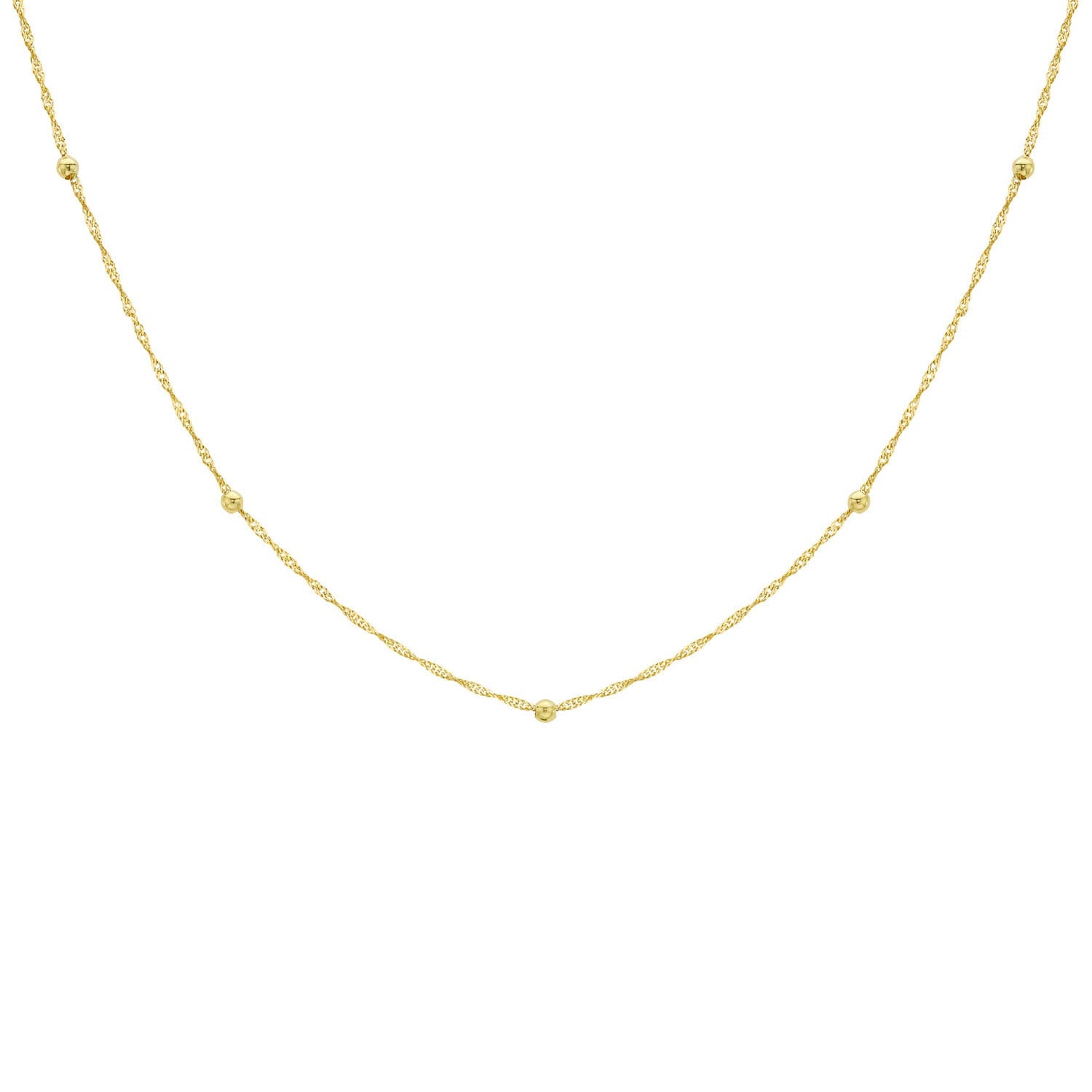9ct Yellow Gold Solid Ball Twist Necklace 45cm