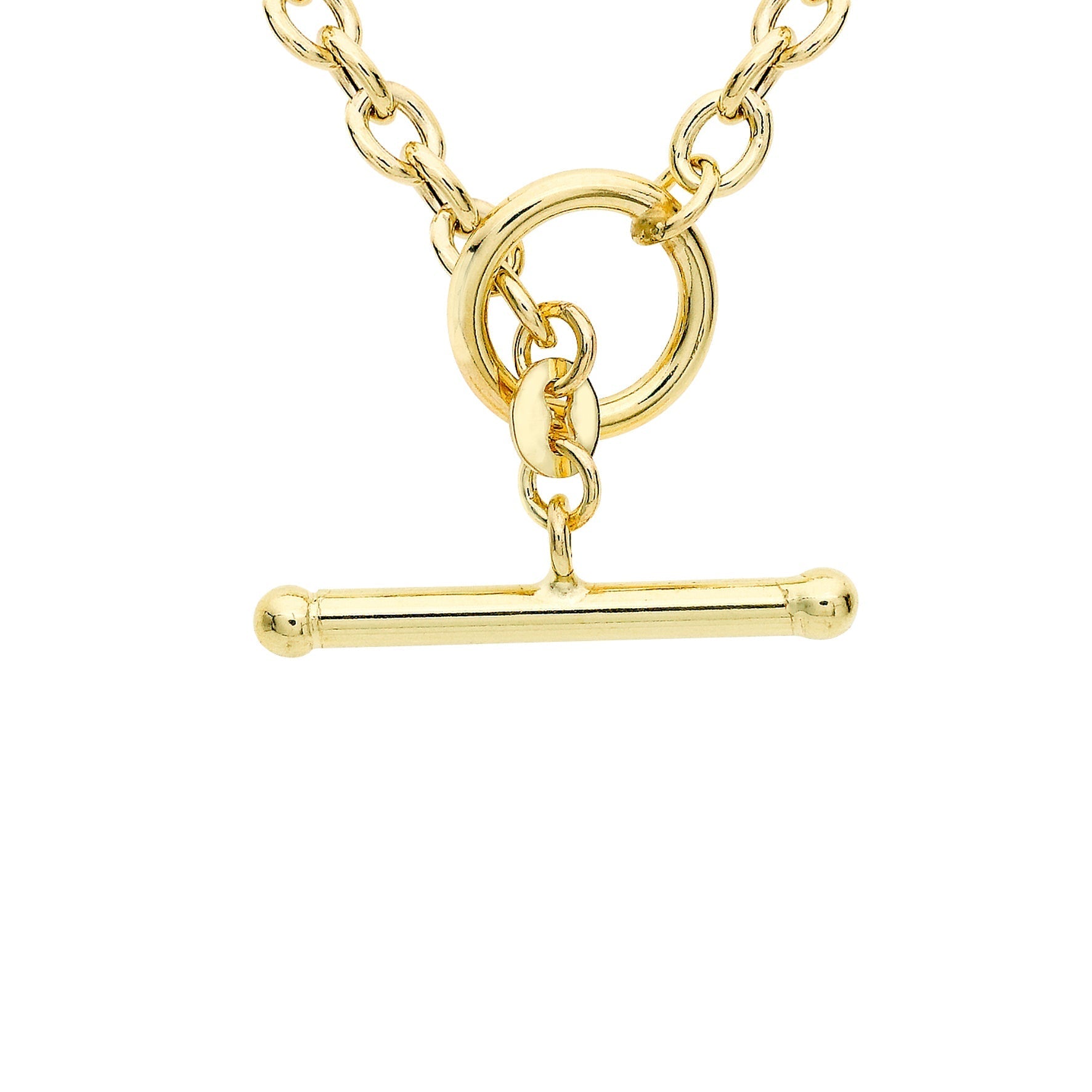 Glow 9ct Gold  Oval Belcher T-Bar Necklace 45cm