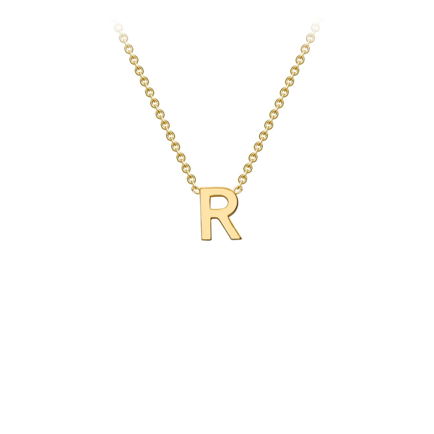 9ct Yellow Gold 'R' Initial Adjustable Letter Necklace 38/43cm